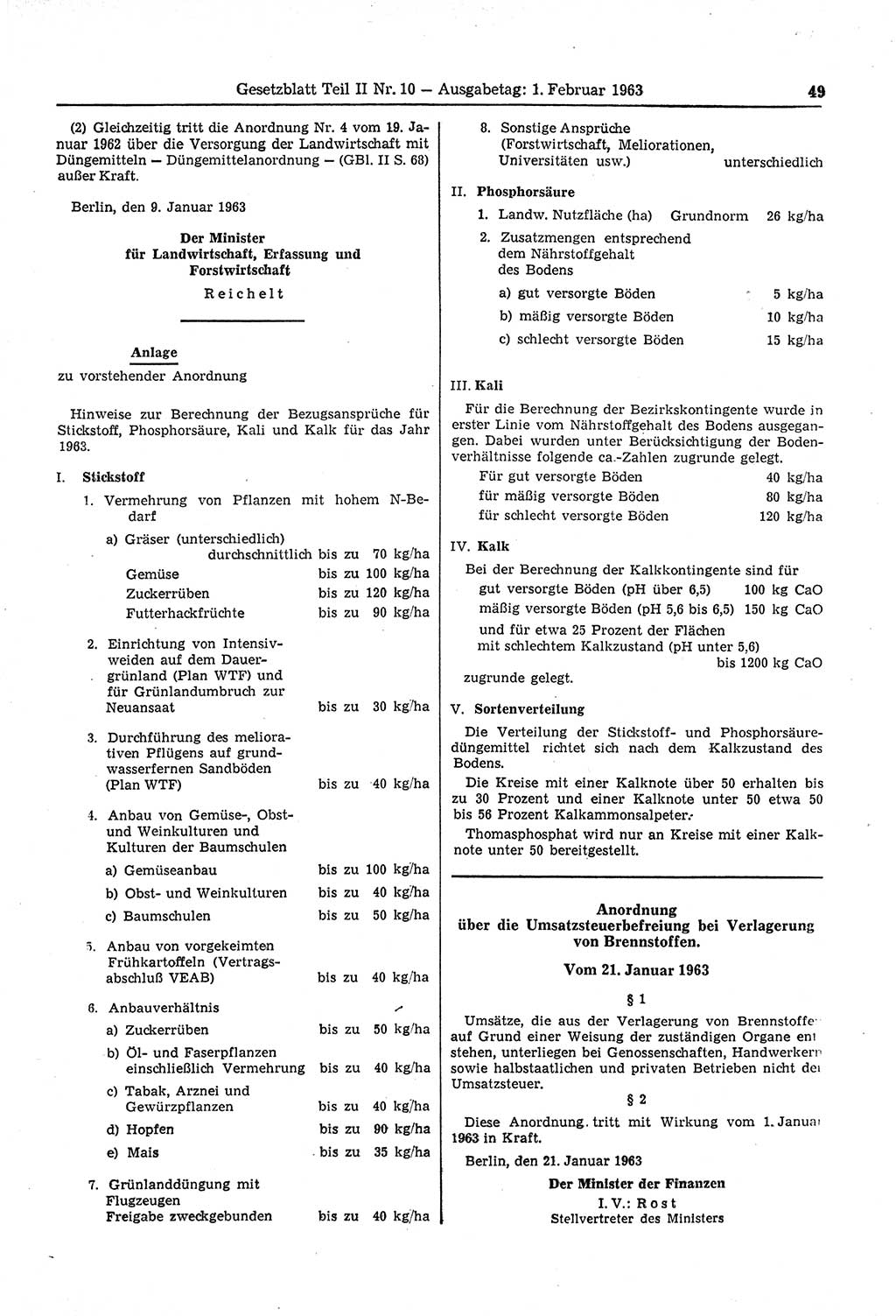 Gesetzblatt (GBl.) der Deutschen Demokratischen Republik (DDR) Teil ⅠⅠ 1963, Seite 49 (GBl. DDR ⅠⅠ 1963, S. 49)