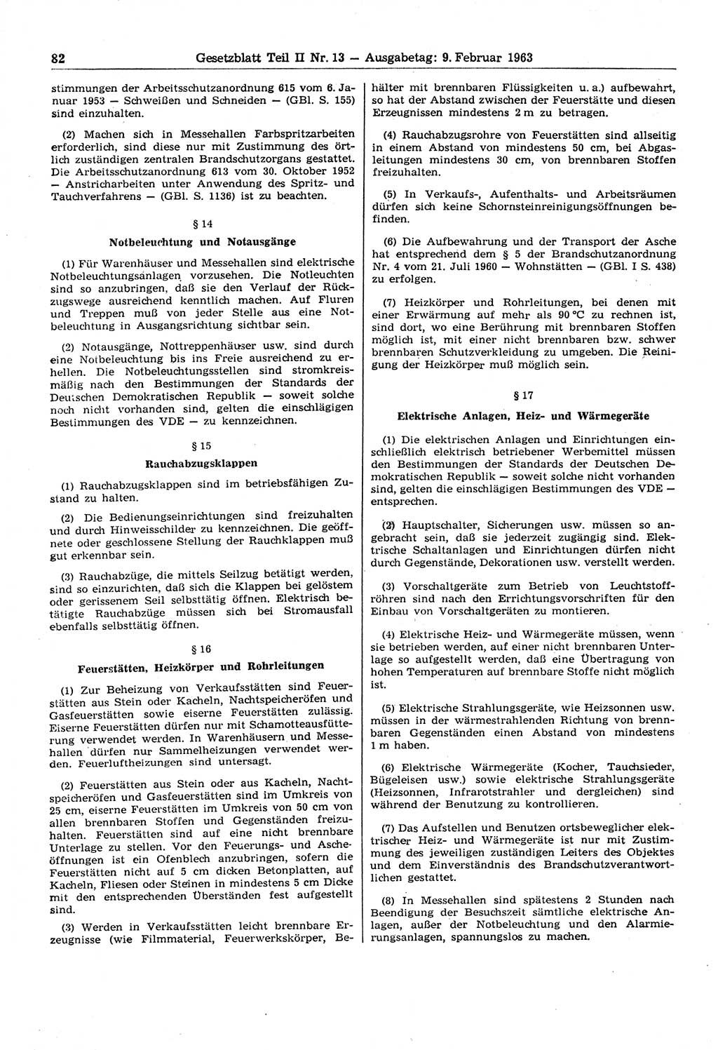 Gesetzblatt (GBl.) der Deutschen Demokratischen Republik (DDR) Teil ⅠⅠ 1963, Seite 82 (GBl. DDR ⅠⅠ 1963, S. 82)