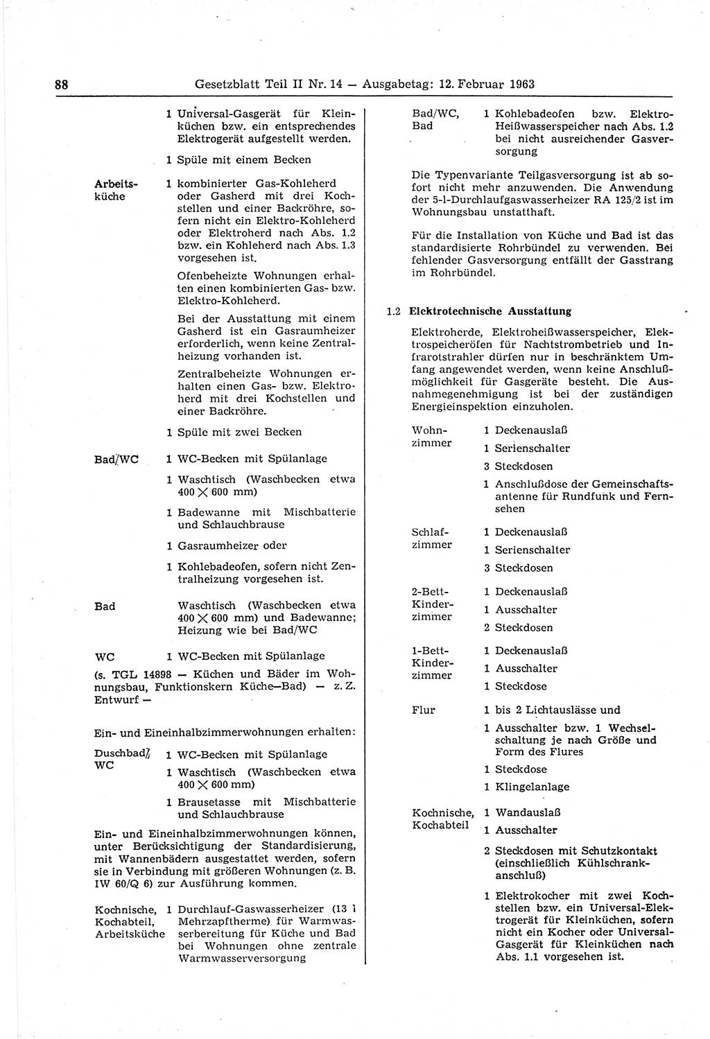 Gesetzblatt (GBl.) der Deutschen Demokratischen Republik (DDR) Teil ⅠⅠ 1963, Seite 88 (GBl. DDR ⅠⅠ 1963, S. 88)