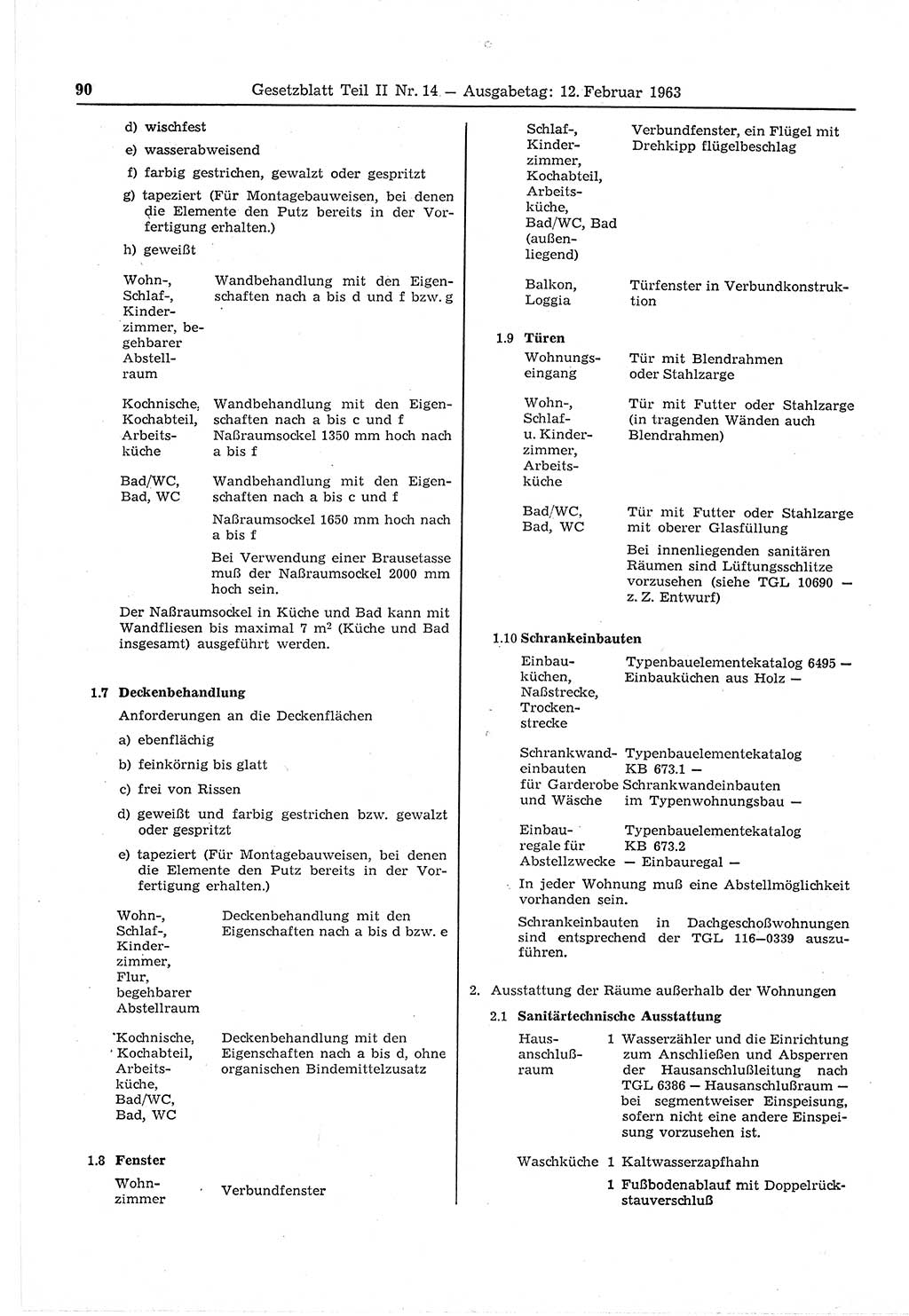 Gesetzblatt (GBl.) der Deutschen Demokratischen Republik (DDR) Teil ⅠⅠ 1963, Seite 90 (GBl. DDR ⅠⅠ 1963, S. 90)