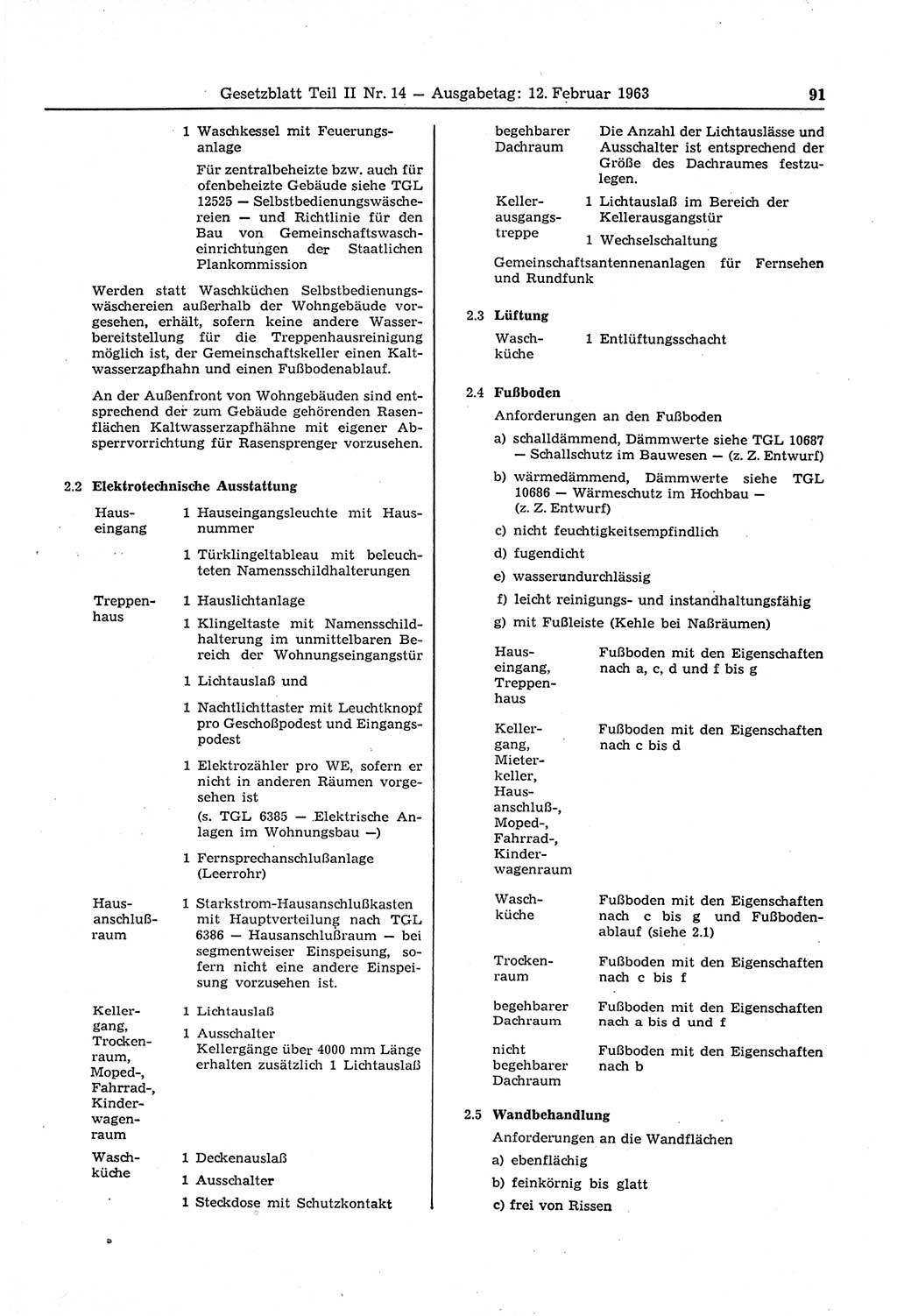 Gesetzblatt (GBl.) der Deutschen Demokratischen Republik (DDR) Teil ⅠⅠ 1963, Seite 91 (GBl. DDR ⅠⅠ 1963, S. 91)