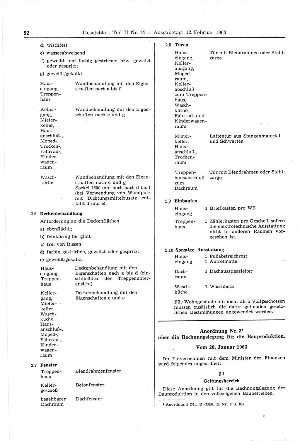 Gesetzblatt (GBl.) der Deutschen Demokratischen Republik (DDR) Teil ⅠⅠ 1963, Seite 92 (GBl. DDR ⅠⅠ 1963, S. 92)