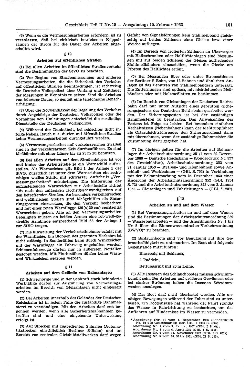 Gesetzblatt (GBl.) der Deutschen Demokratischen Republik (DDR) Teil ⅠⅠ 1963, Seite 101 (GBl. DDR ⅠⅠ 1963, S. 101)