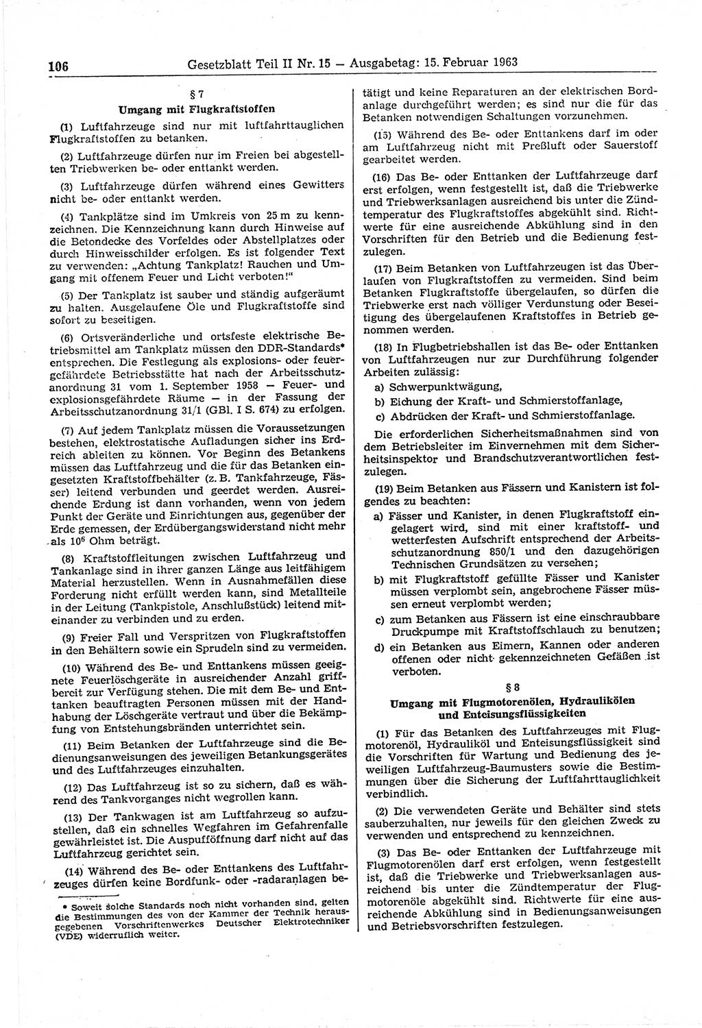 Gesetzblatt (GBl.) der Deutschen Demokratischen Republik (DDR) Teil ⅠⅠ 1963, Seite 106 (GBl. DDR ⅠⅠ 1963, S. 106)