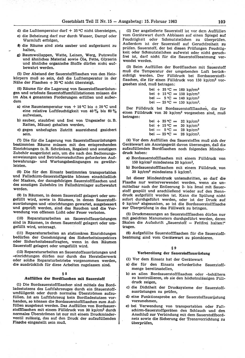 Gesetzblatt (GBl.) der Deutschen Demokratischen Republik (DDR) Teil ⅠⅠ 1963, Seite 109 (GBl. DDR ⅠⅠ 1963, S. 109)