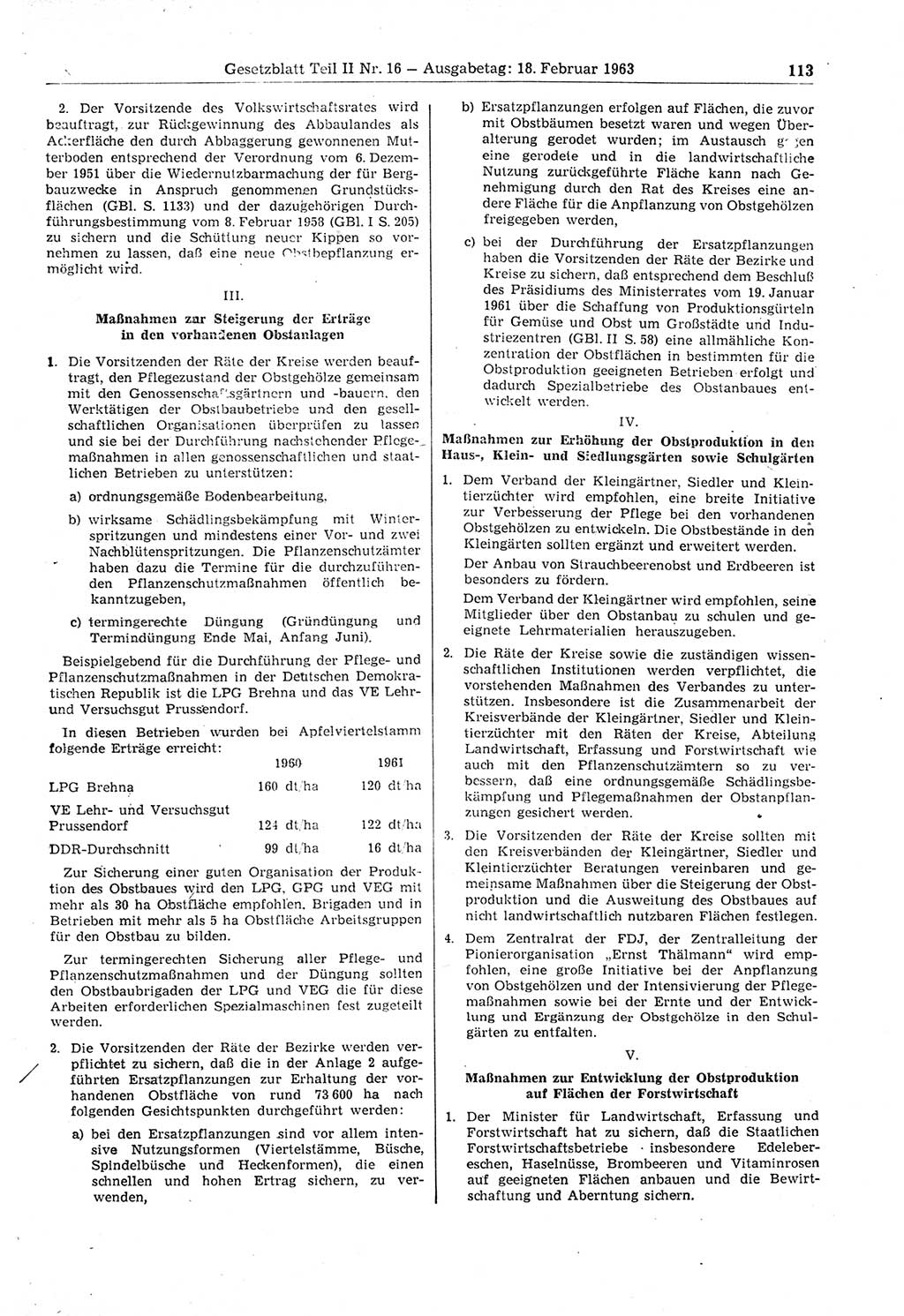 Gesetzblatt (GBl.) der Deutschen Demokratischen Republik (DDR) Teil ⅠⅠ 1963, Seite 113 (GBl. DDR ⅠⅠ 1963, S. 113)