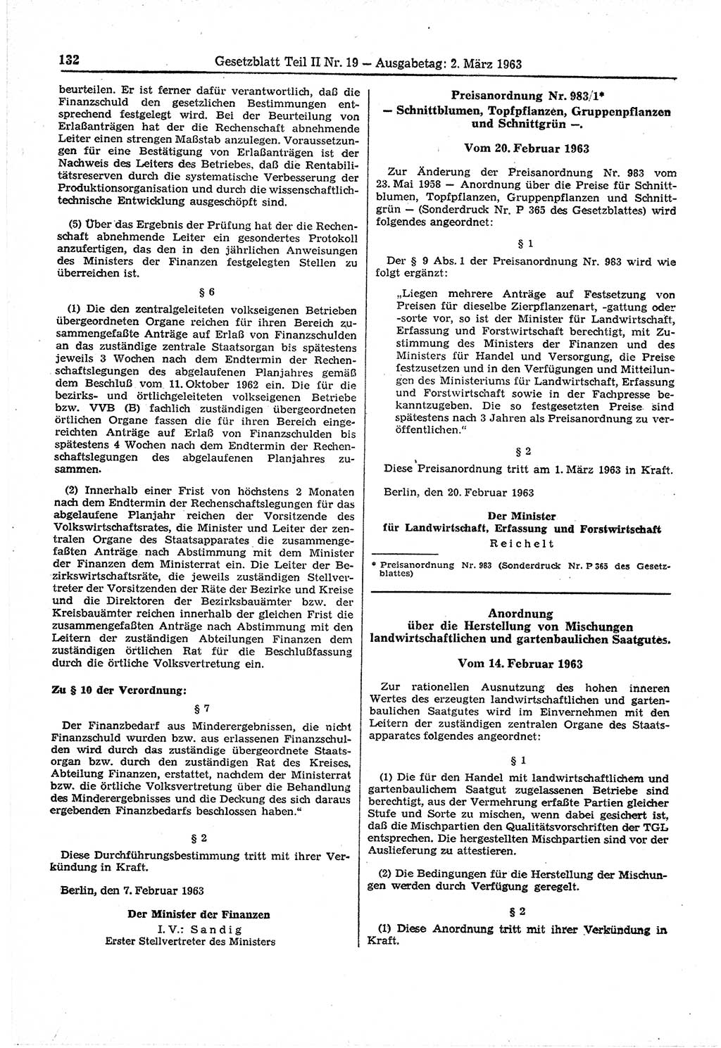 Gesetzblatt (GBl.) der Deutschen Demokratischen Republik (DDR) Teil ⅠⅠ 1963, Seite 132 (GBl. DDR ⅠⅠ 1963, S. 132)