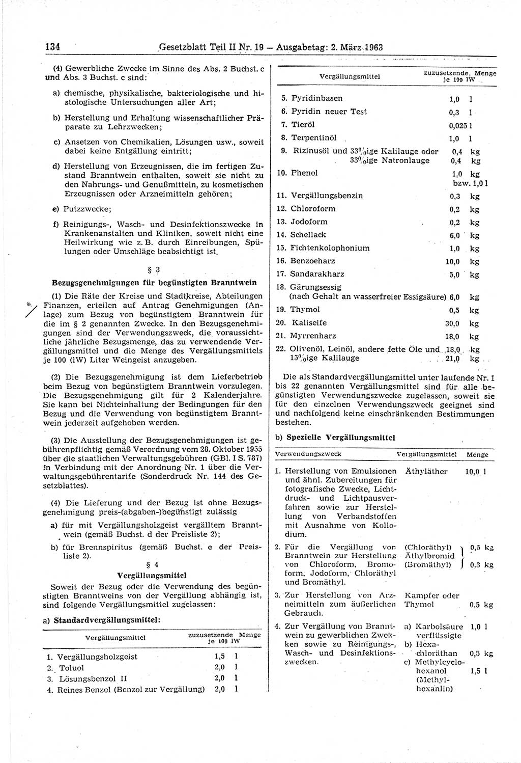 Gesetzblatt (GBl.) der Deutschen Demokratischen Republik (DDR) Teil ⅠⅠ 1963, Seite 134 (GBl. DDR ⅠⅠ 1963, S. 134)