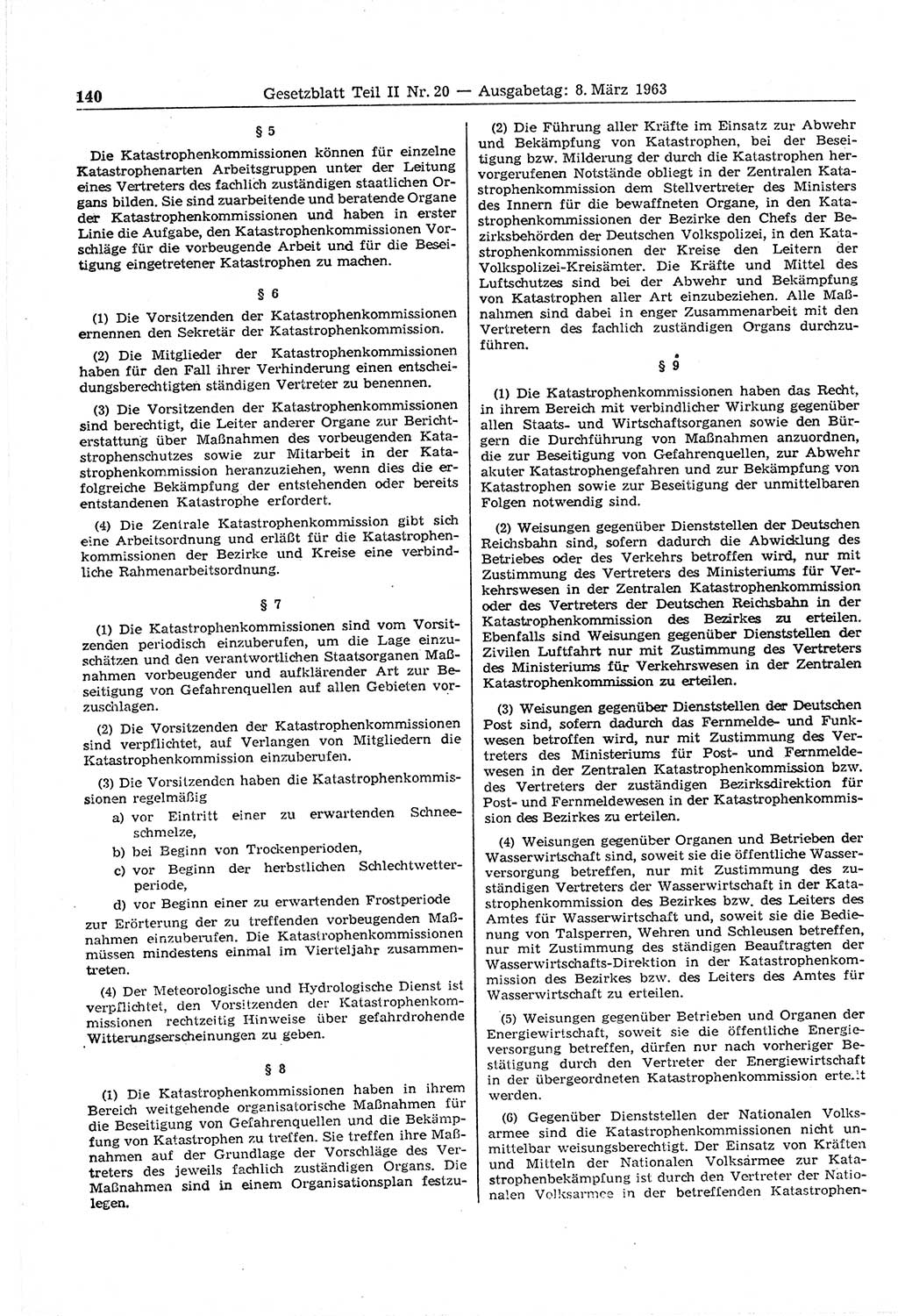 Gesetzblatt (GBl.) der Deutschen Demokratischen Republik (DDR) Teil ⅠⅠ 1963, Seite 140 (GBl. DDR ⅠⅠ 1963, S. 140)