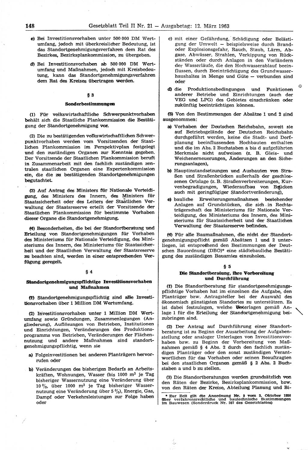 Gesetzblatt (GBl.) der Deutschen Demokratischen Republik (DDR) Teil ⅠⅠ 1963, Seite 148 (GBl. DDR ⅠⅠ 1963, S. 148)