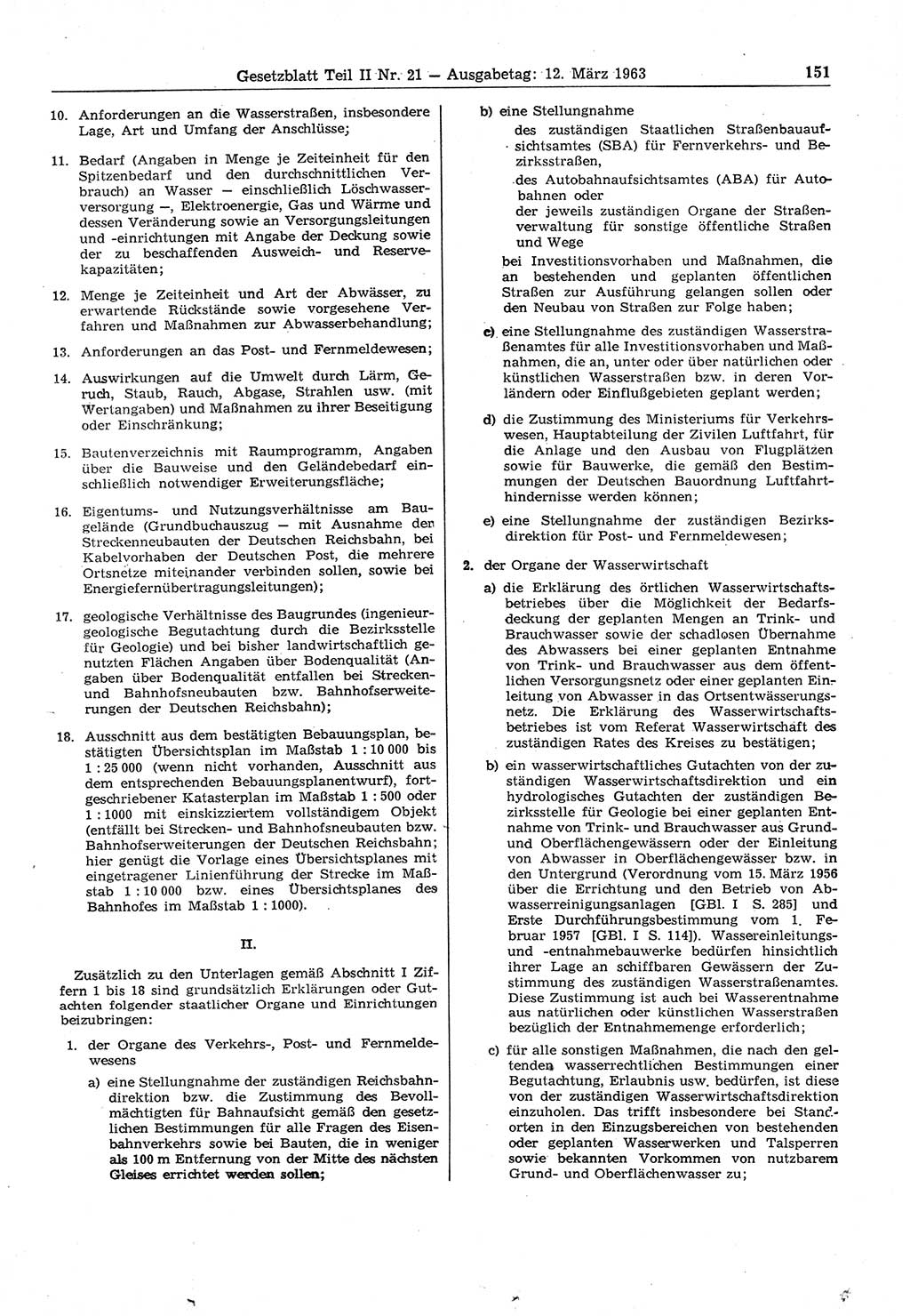 Gesetzblatt (GBl.) der Deutschen Demokratischen Republik (DDR) Teil ⅠⅠ 1963, Seite 151 (GBl. DDR ⅠⅠ 1963, S. 151)