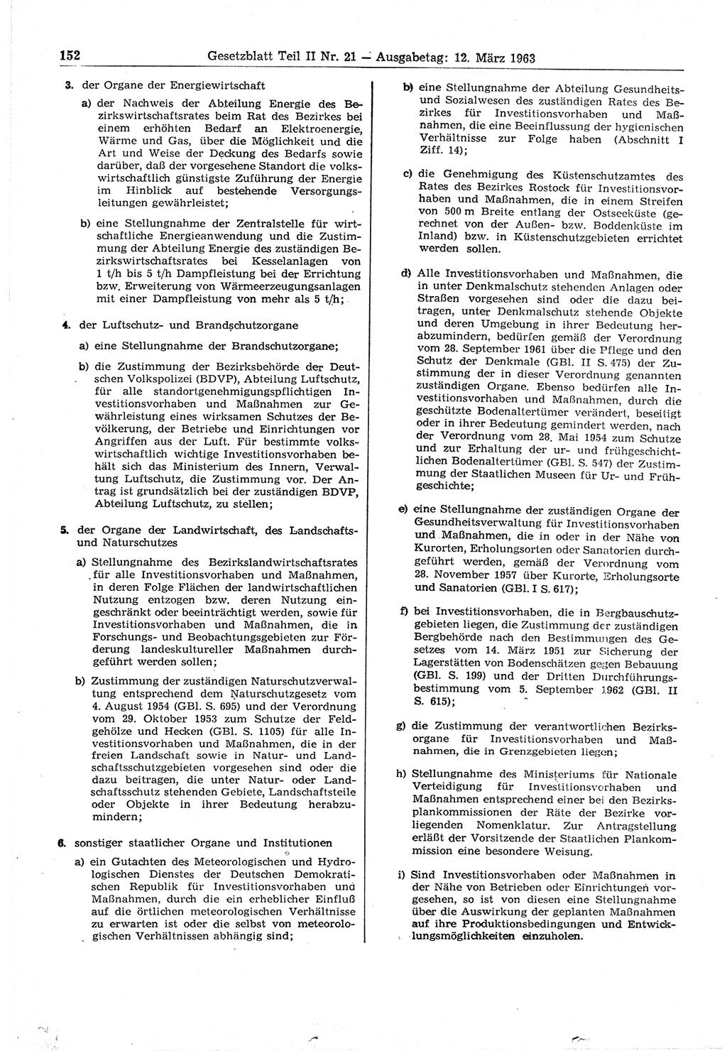 Gesetzblatt (GBl.) der Deutschen Demokratischen Republik (DDR) Teil ⅠⅠ 1963, Seite 152 (GBl. DDR ⅠⅠ 1963, S. 152)