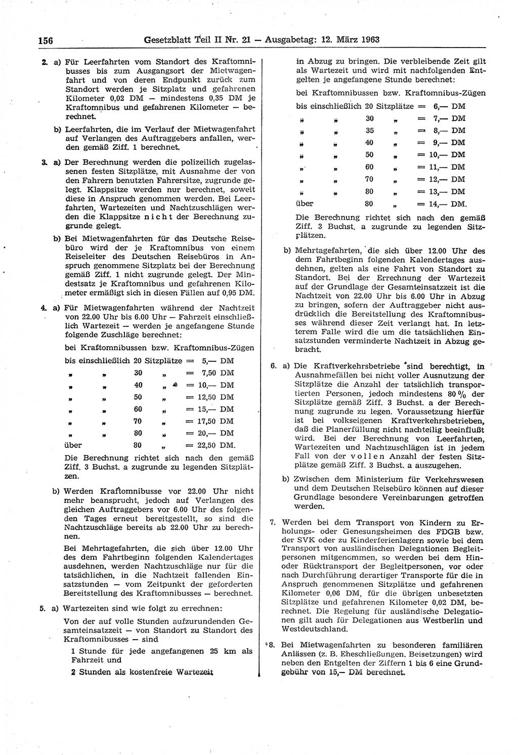 Gesetzblatt (GBl.) der Deutschen Demokratischen Republik (DDR) Teil ⅠⅠ 1963, Seite 156 (GBl. DDR ⅠⅠ 1963, S. 156)