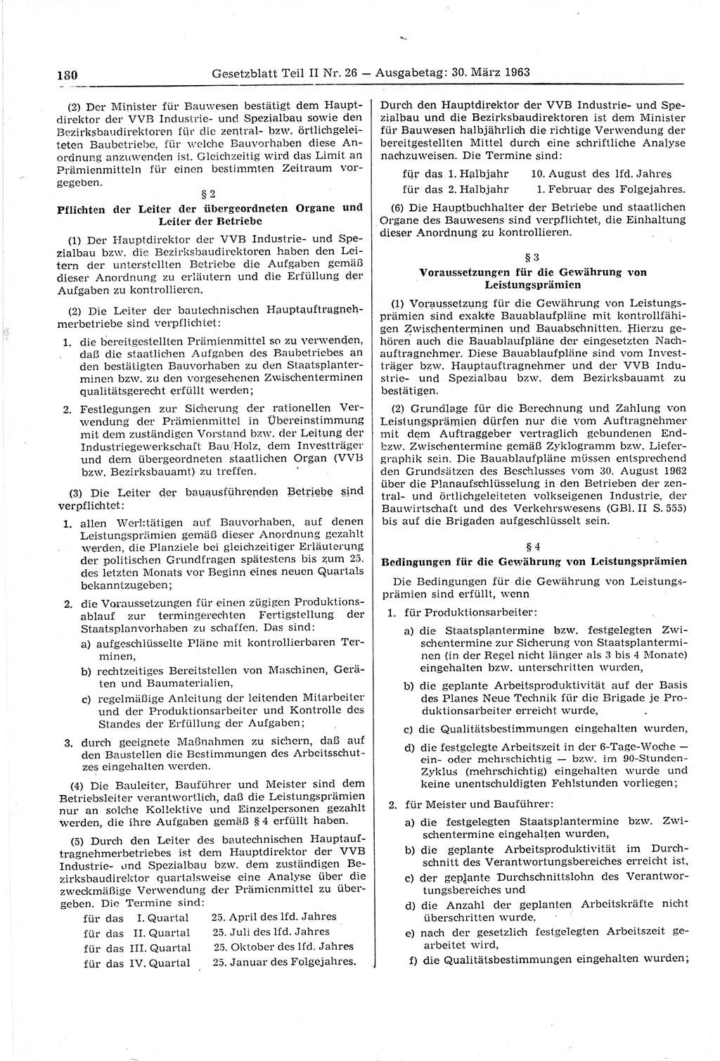 Gesetzblatt (GBl.) der Deutschen Demokratischen Republik (DDR) Teil ⅠⅠ 1963, Seite 180 (GBl. DDR ⅠⅠ 1963, S. 180)