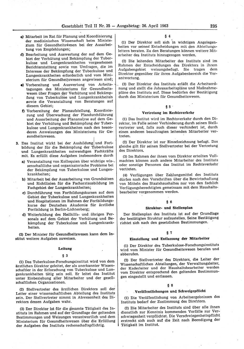 Gesetzblatt (GBl.) der Deutschen Demokratischen Republik (DDR) Teil ⅠⅠ 1963, Seite 235 (GBl. DDR ⅠⅠ 1963, S. 235)