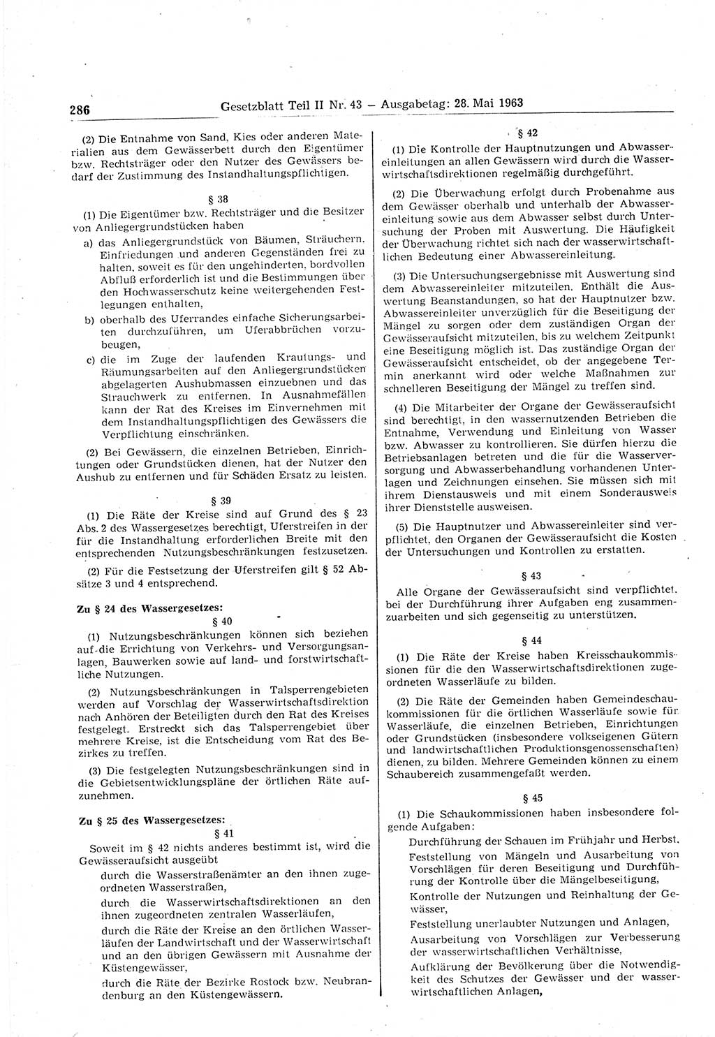 Gesetzblatt (GBl.) der Deutschen Demokratischen Republik (DDR) Teil ⅠⅠ 1963, Seite 286 (GBl. DDR ⅠⅠ 1963, S. 286)