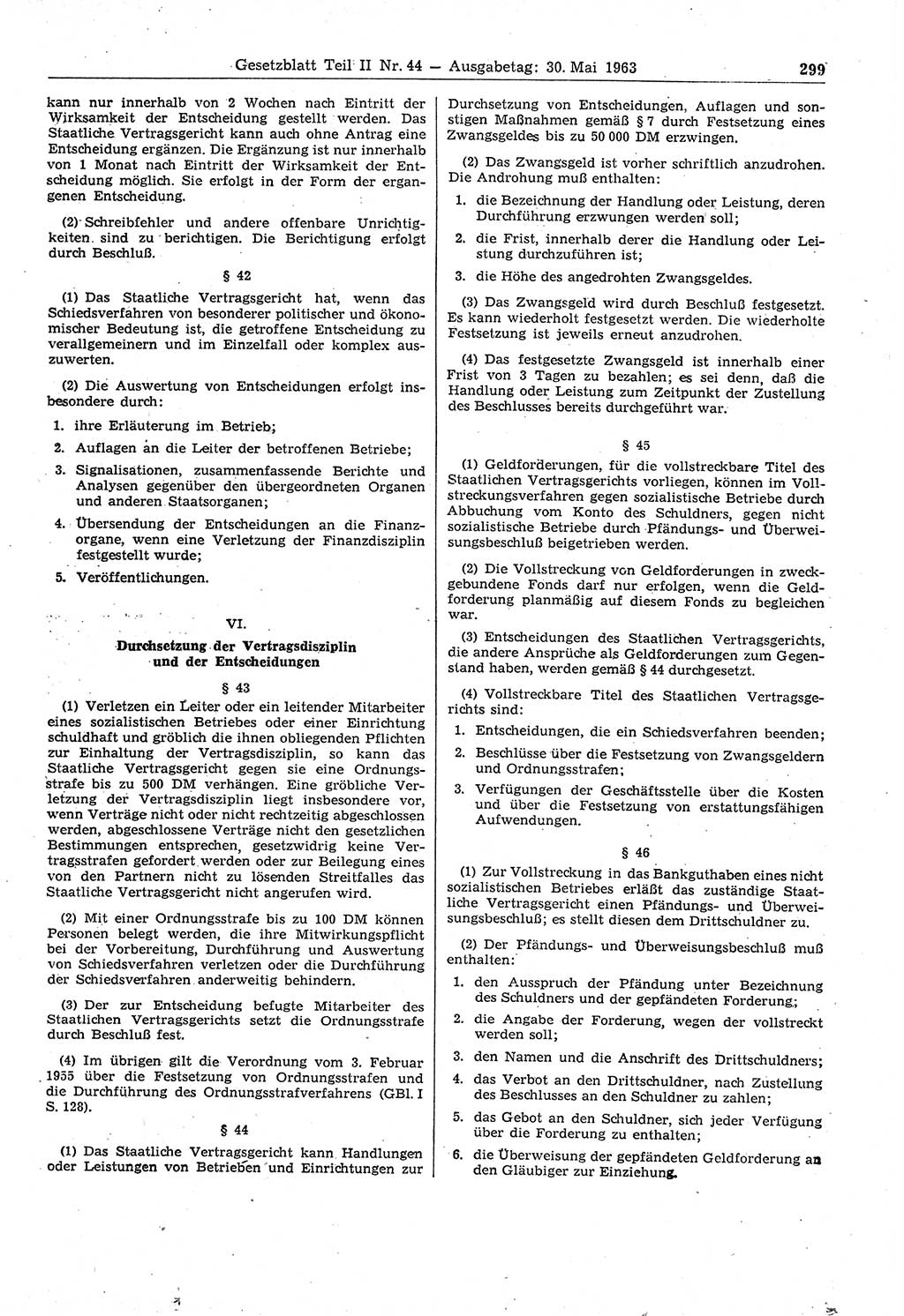 Gesetzblatt (GBl.) der Deutschen Demokratischen Republik (DDR) Teil ⅠⅠ 1963, Seite 299 (GBl. DDR ⅠⅠ 1963, S. 299)