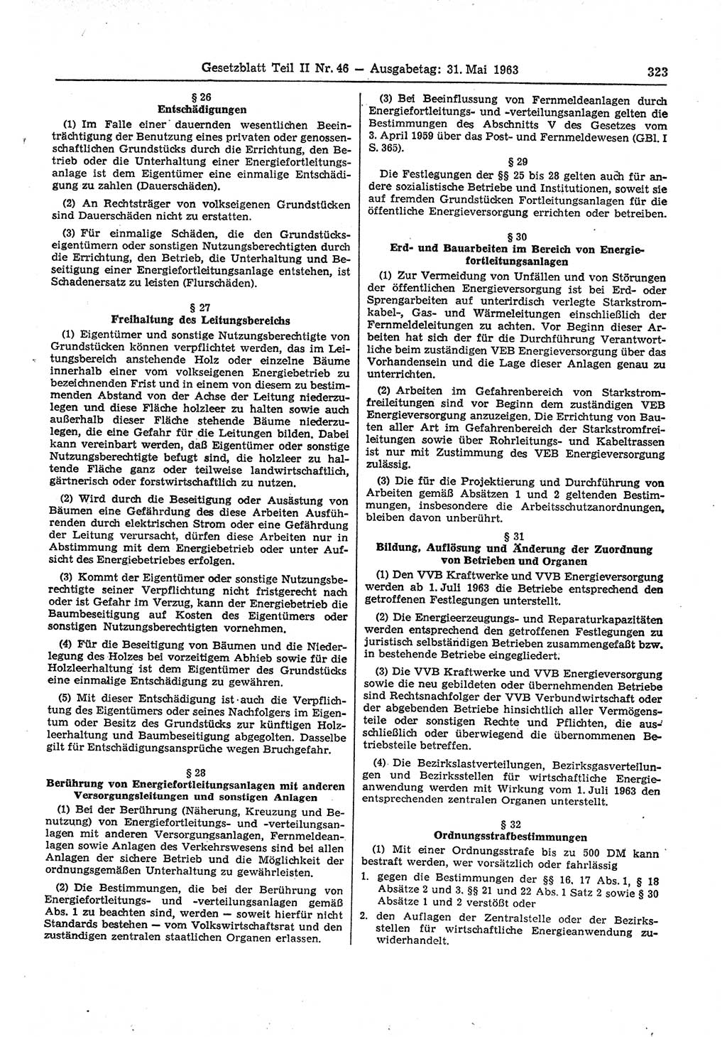 Gesetzblatt (GBl.) der Deutschen Demokratischen Republik (DDR) Teil ⅠⅠ 1963, Seite 323 (GBl. DDR ⅠⅠ 1963, S. 323)