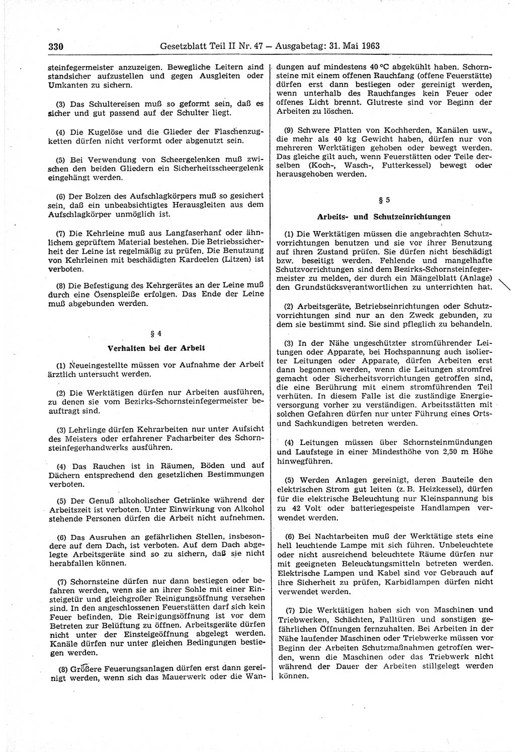 Gesetzblatt (GBl.) der Deutschen Demokratischen Republik (DDR) Teil ⅠⅠ 1963, Seite 330 (GBl. DDR ⅠⅠ 1963, S. 330)