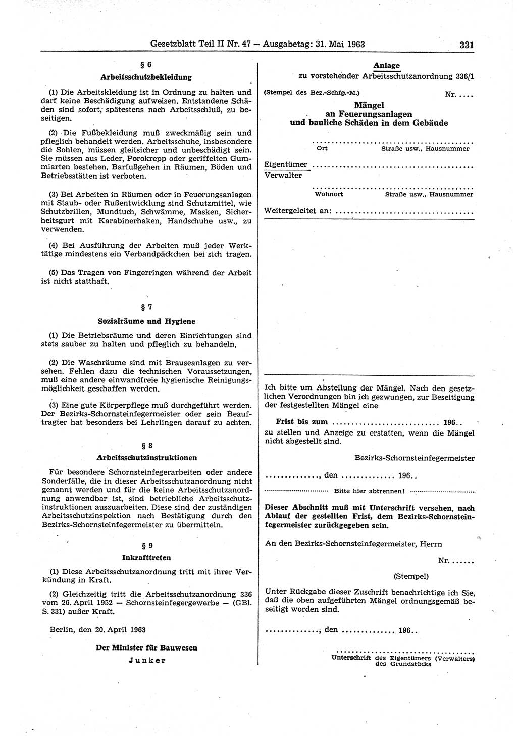 Gesetzblatt (GBl.) der Deutschen Demokratischen Republik (DDR) Teil ⅠⅠ 1963, Seite 331 (GBl. DDR ⅠⅠ 1963, S. 331)