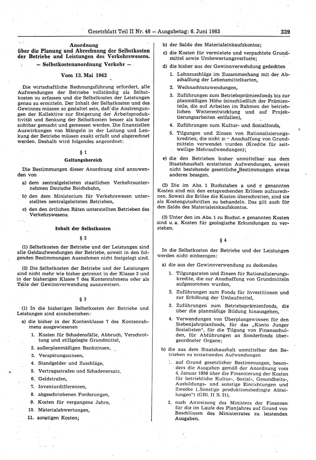 Gesetzblatt (GBl.) der Deutschen Demokratischen Republik (DDR) Teil ⅠⅠ 1963, Seite 339 (GBl. DDR ⅠⅠ 1963, S. 339)