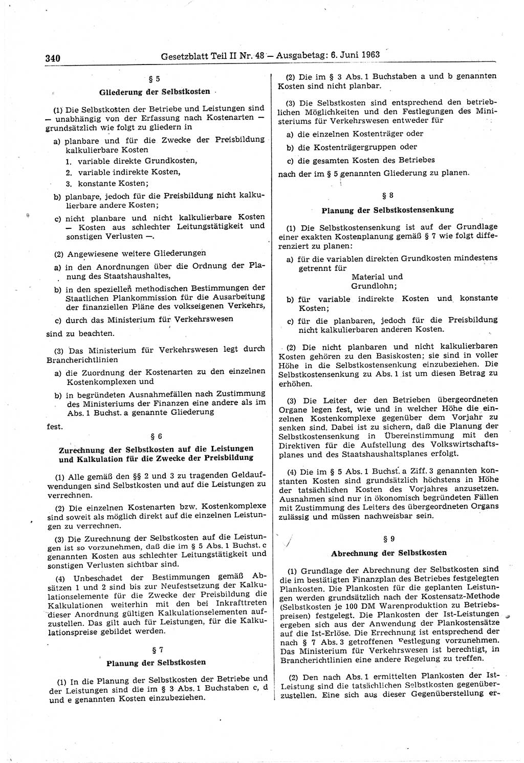 Gesetzblatt (GBl.) der Deutschen Demokratischen Republik (DDR) Teil ⅠⅠ 1963, Seite 340 (GBl. DDR ⅠⅠ 1963, S. 340)