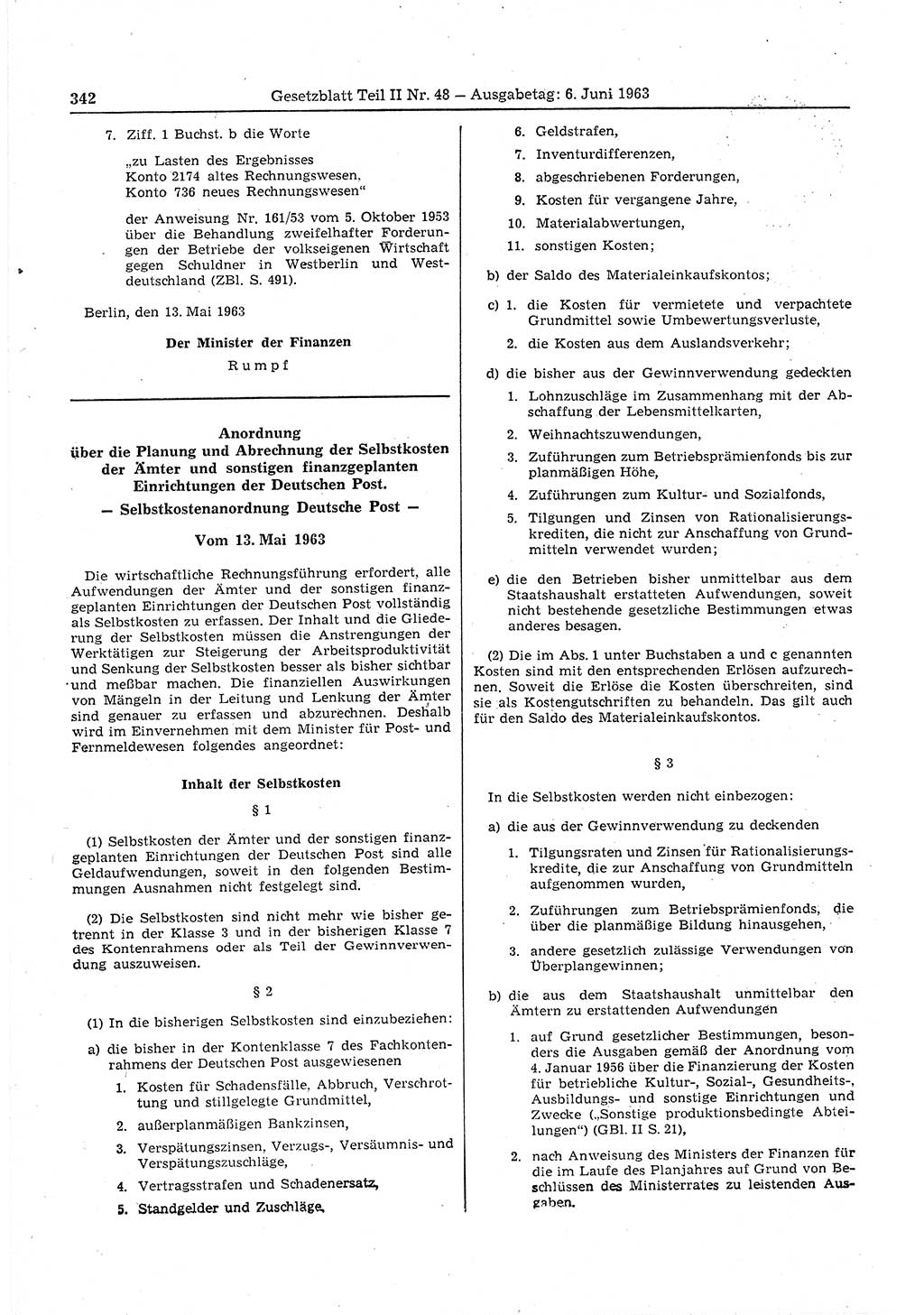 Gesetzblatt (GBl.) der Deutschen Demokratischen Republik (DDR) Teil ⅠⅠ 1963, Seite 342 (GBl. DDR ⅠⅠ 1963, S. 342)