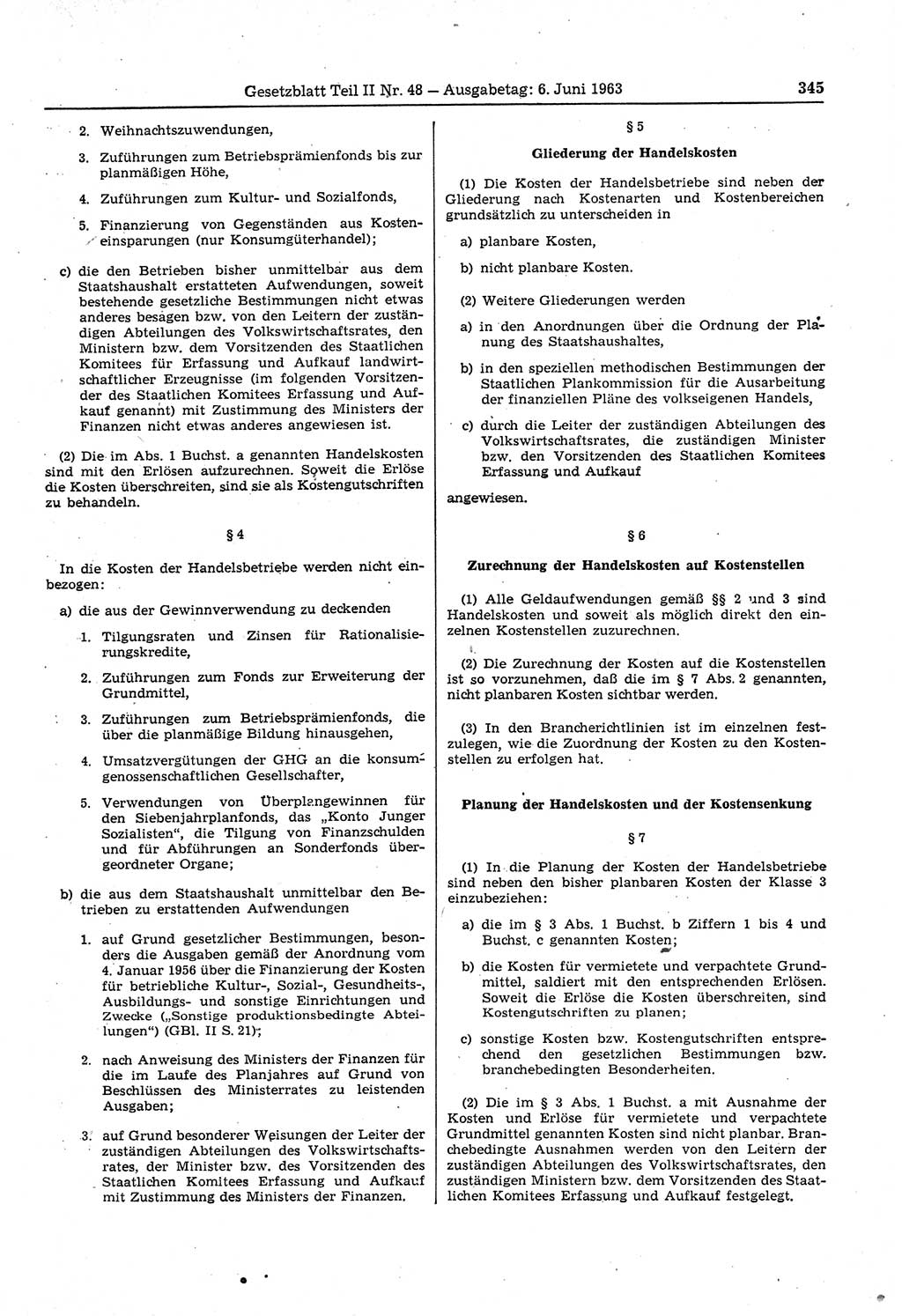 Gesetzblatt (GBl.) der Deutschen Demokratischen Republik (DDR) Teil ⅠⅠ 1963, Seite 345 (GBl. DDR ⅠⅠ 1963, S. 345)
