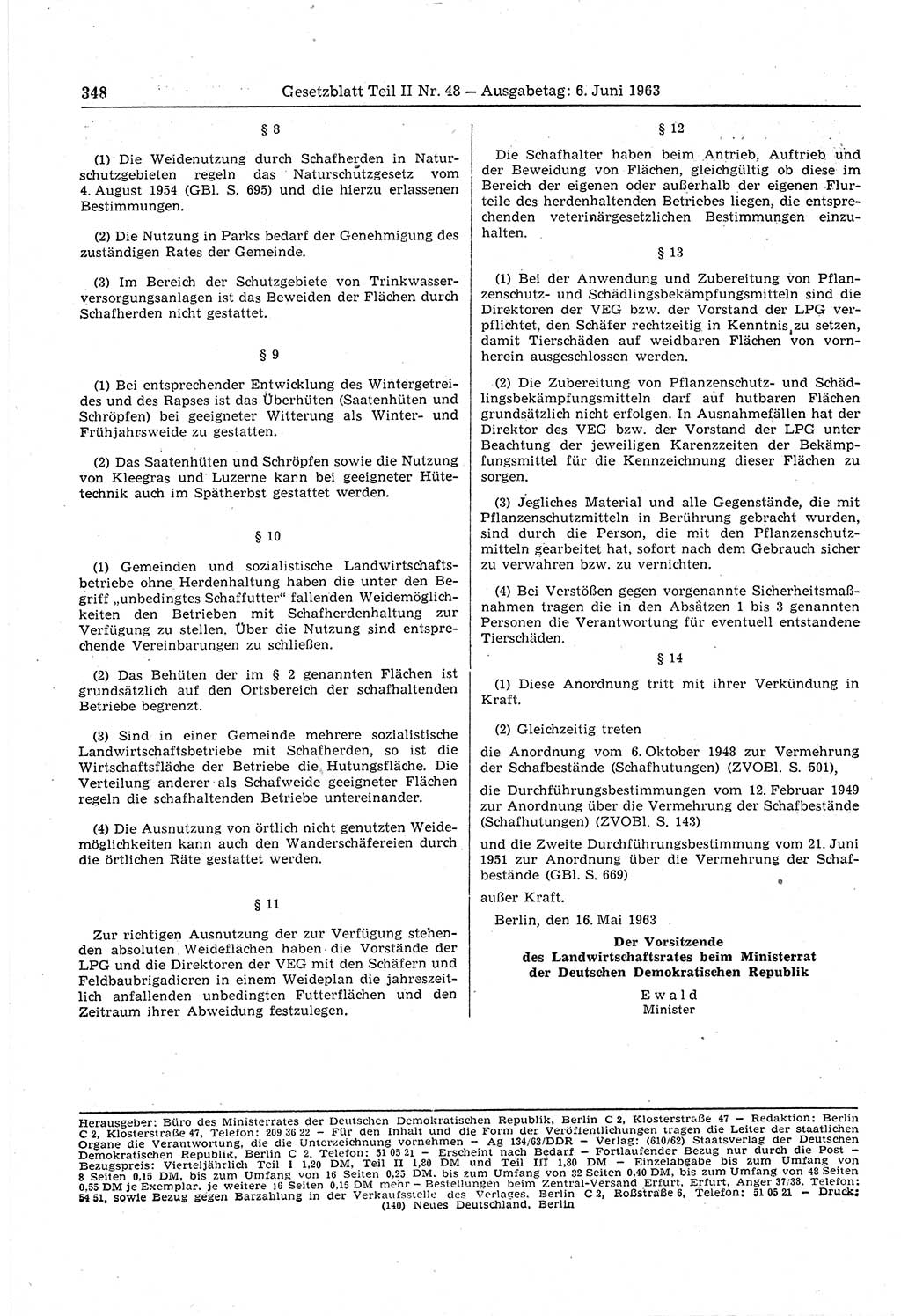 Gesetzblatt (GBl.) der Deutschen Demokratischen Republik (DDR) Teil ⅠⅠ 1963, Seite 348 (GBl. DDR ⅠⅠ 1963, S. 348)