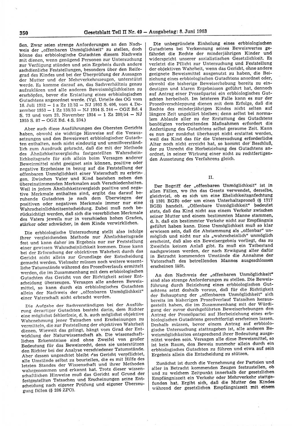 Gesetzblatt (GBl.) der Deutschen Demokratischen Republik (DDR) Teil ⅠⅠ 1963, Seite 350 (GBl. DDR ⅠⅠ 1963, S. 350)