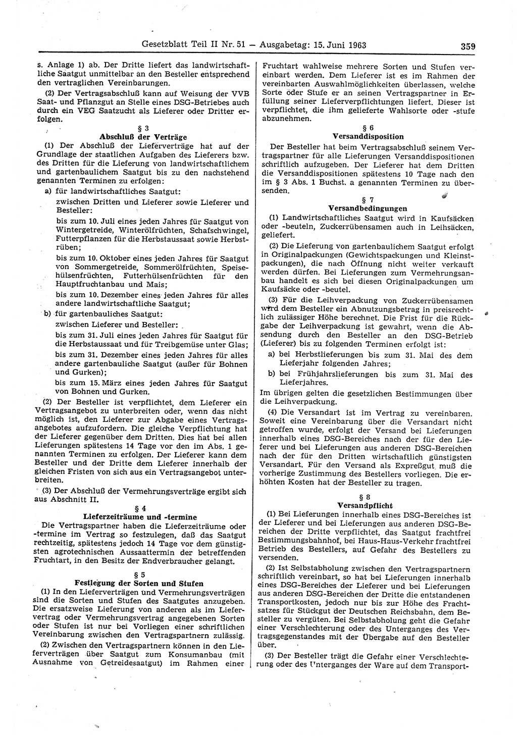 Gesetzblatt (GBl.) der Deutschen Demokratischen Republik (DDR) Teil ⅠⅠ 1963, Seite 359 (GBl. DDR ⅠⅠ 1963, S. 359)