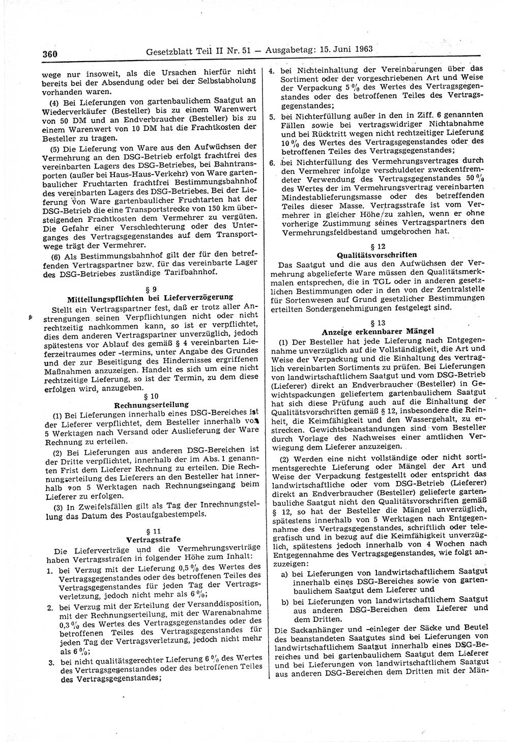 Gesetzblatt (GBl.) der Deutschen Demokratischen Republik (DDR) Teil ⅠⅠ 1963, Seite 360 (GBl. DDR ⅠⅠ 1963, S. 360)