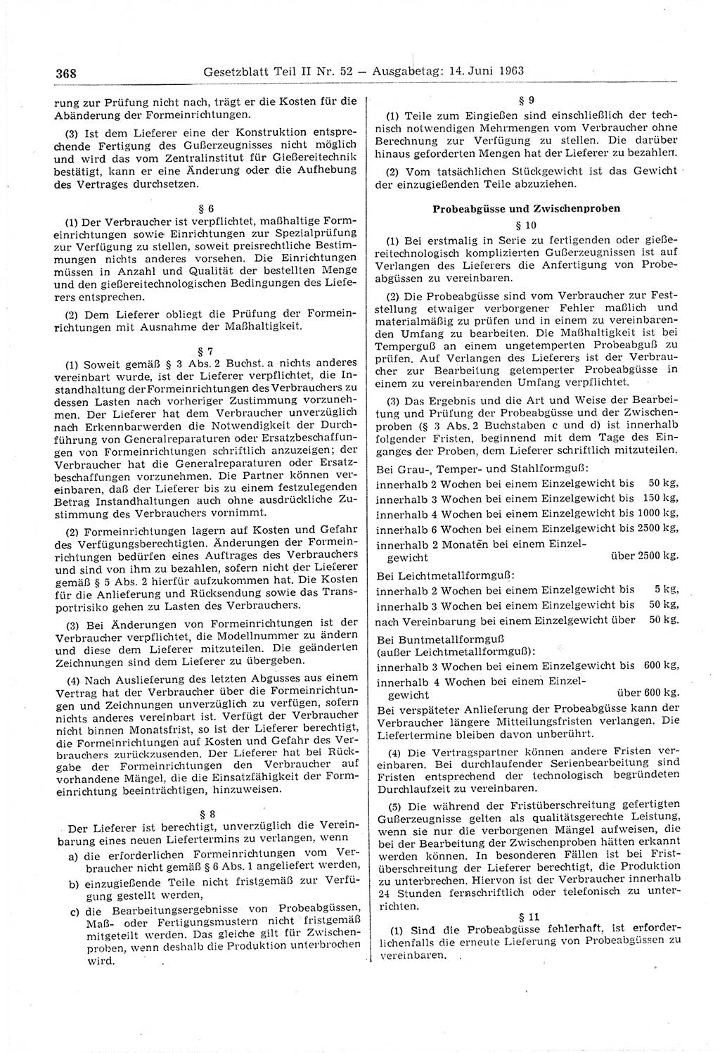 Gesetzblatt (GBl.) der Deutschen Demokratischen Republik (DDR) Teil ⅠⅠ 1963, Seite 368 (GBl. DDR ⅠⅠ 1963, S. 368)