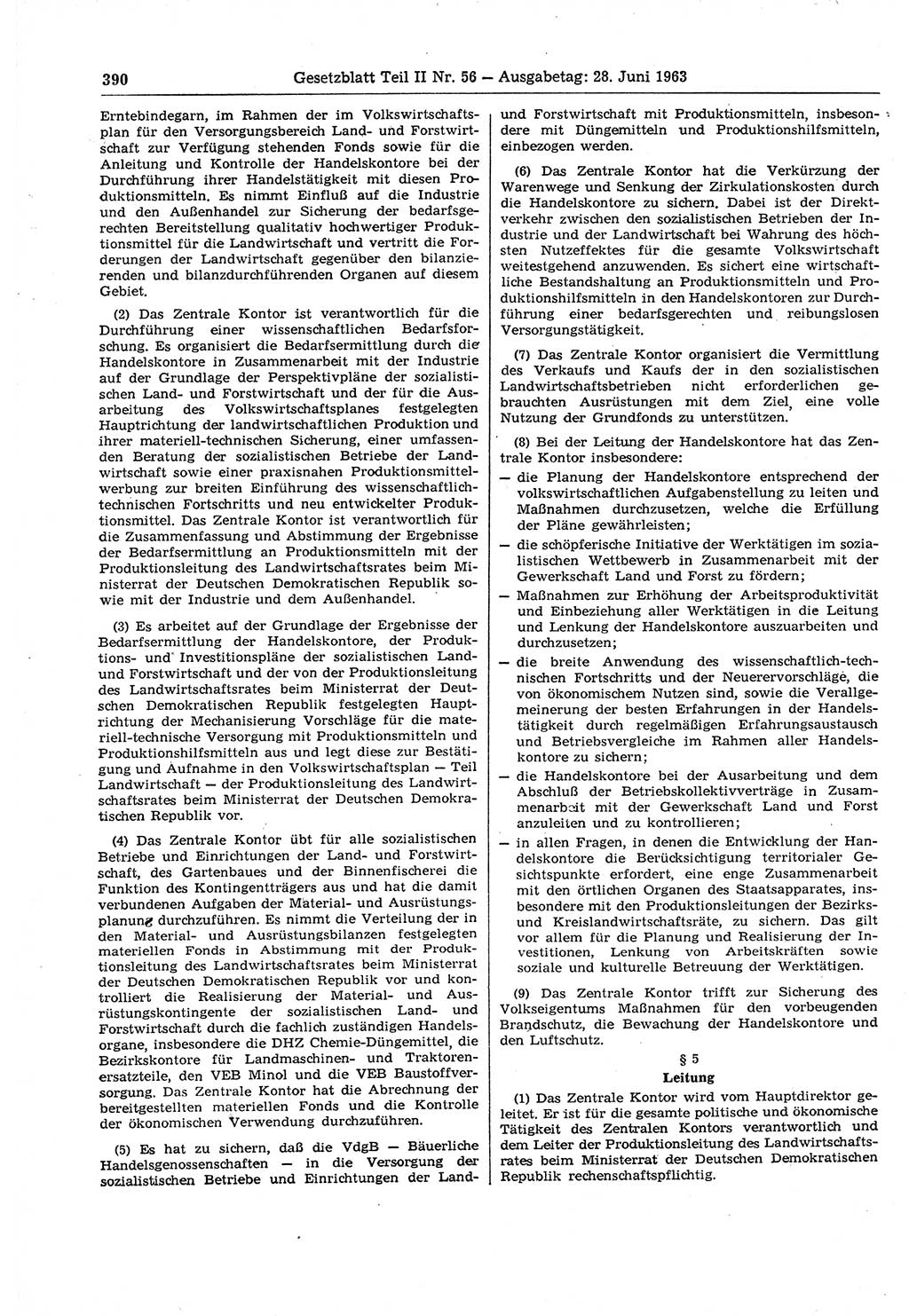 Gesetzblatt (GBl.) der Deutschen Demokratischen Republik (DDR) Teil ⅠⅠ 1963, Seite 390 (GBl. DDR ⅠⅠ 1963, S. 390)