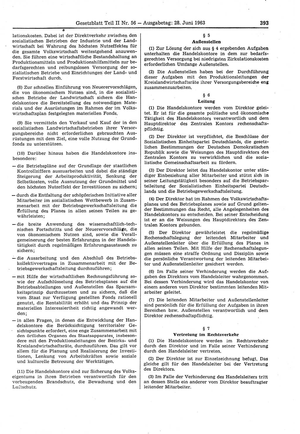 Gesetzblatt (GBl.) der Deutschen Demokratischen Republik (DDR) Teil ⅠⅠ 1963, Seite 393 (GBl. DDR ⅠⅠ 1963, S. 393)