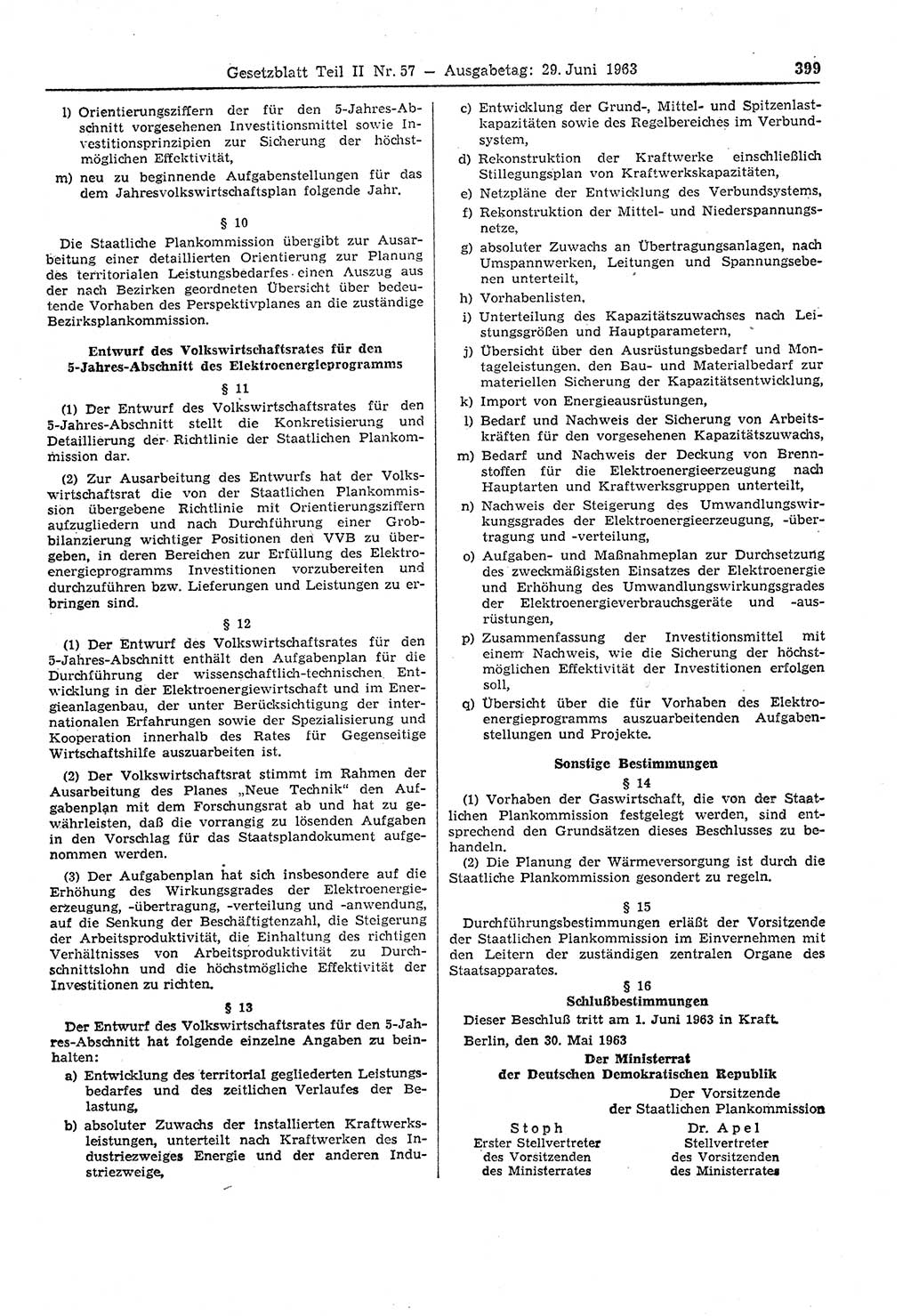 Gesetzblatt (GBl.) der Deutschen Demokratischen Republik (DDR) Teil ⅠⅠ 1963, Seite 399 (GBl. DDR ⅠⅠ 1963, S. 399)