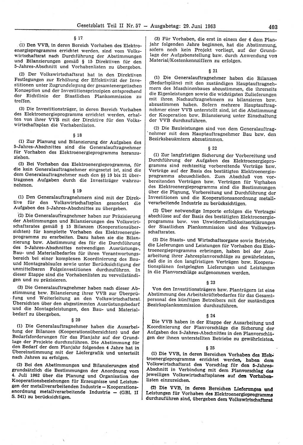 Gesetzblatt (GBl.) der Deutschen Demokratischen Republik (DDR) Teil ⅠⅠ 1963, Seite 403 (GBl. DDR ⅠⅠ 1963, S. 403)
