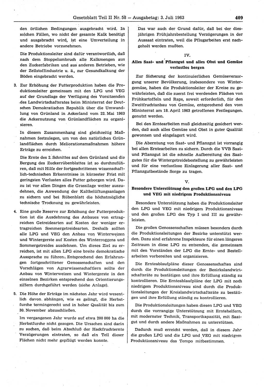 Gesetzblatt (GBl.) der Deutschen Demokratischen Republik (DDR) Teil ⅠⅠ 1963, Seite 409 (GBl. DDR ⅠⅠ 1963, S. 409)