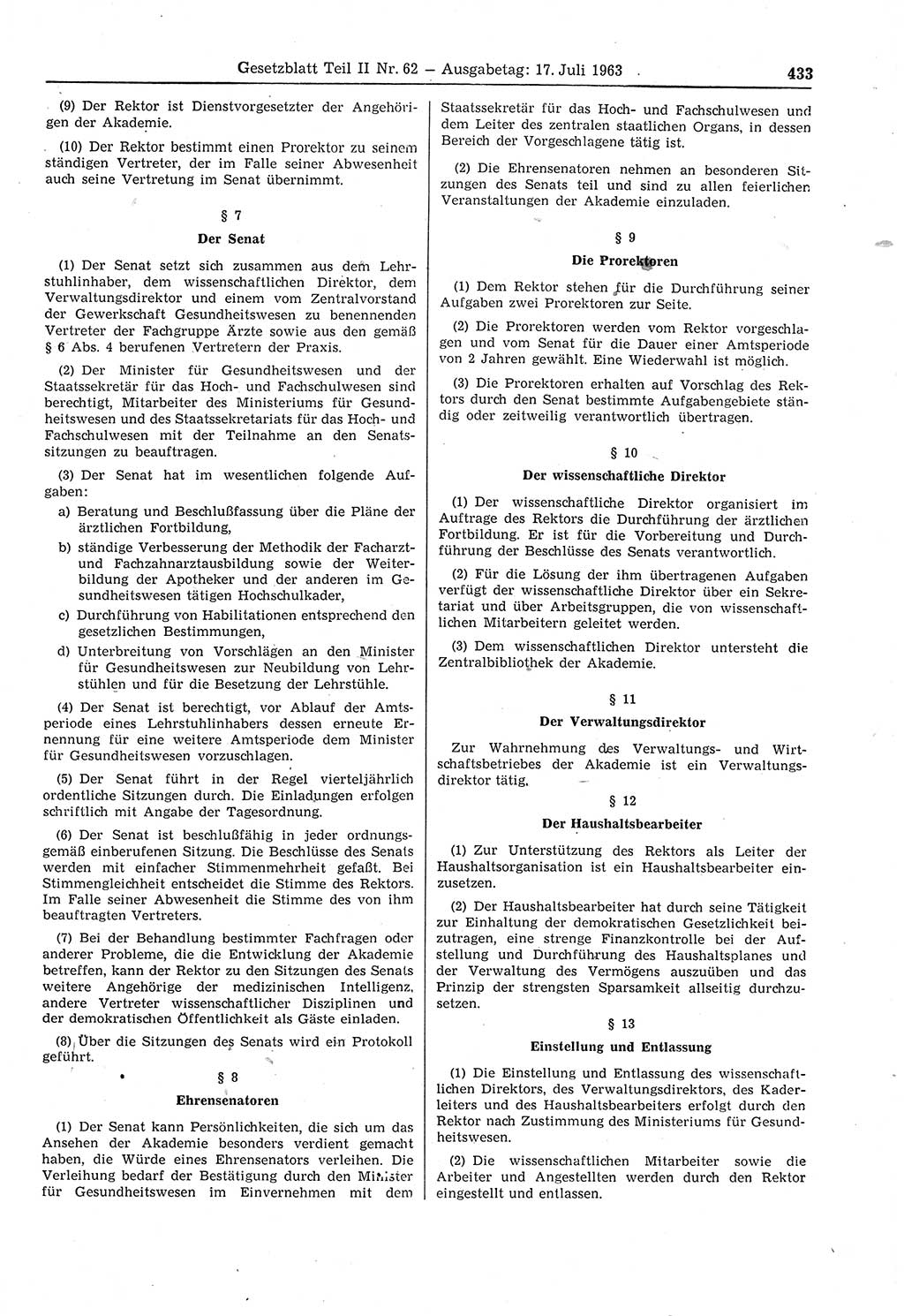 Gesetzblatt (GBl.) der Deutschen Demokratischen Republik (DDR) Teil ⅠⅠ 1963, Seite 433 (GBl. DDR ⅠⅠ 1963, S. 433)