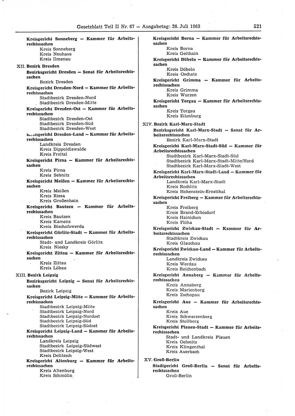 Gesetzblatt (GBl.) der Deutschen Demokratischen Republik (DDR) Teil ⅠⅠ 1963, Seite 521 (GBl. DDR ⅠⅠ 1963, S. 521)