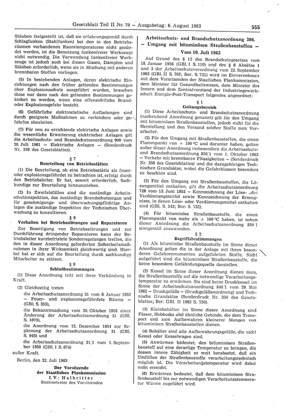 Gesetzblatt (GBl.) der Deutschen Demokratischen Republik (DDR) Teil ⅠⅠ 1963, Seite 555 (GBl. DDR ⅠⅠ 1963, S. 555)