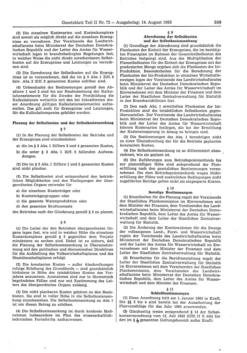 Gesetzblatt (GBl.) der Deutschen Demokratischen Republik (DDR) Teil ⅠⅠ 1963, Seite 569 (GBl. DDR ⅠⅠ 1963, S. 569)