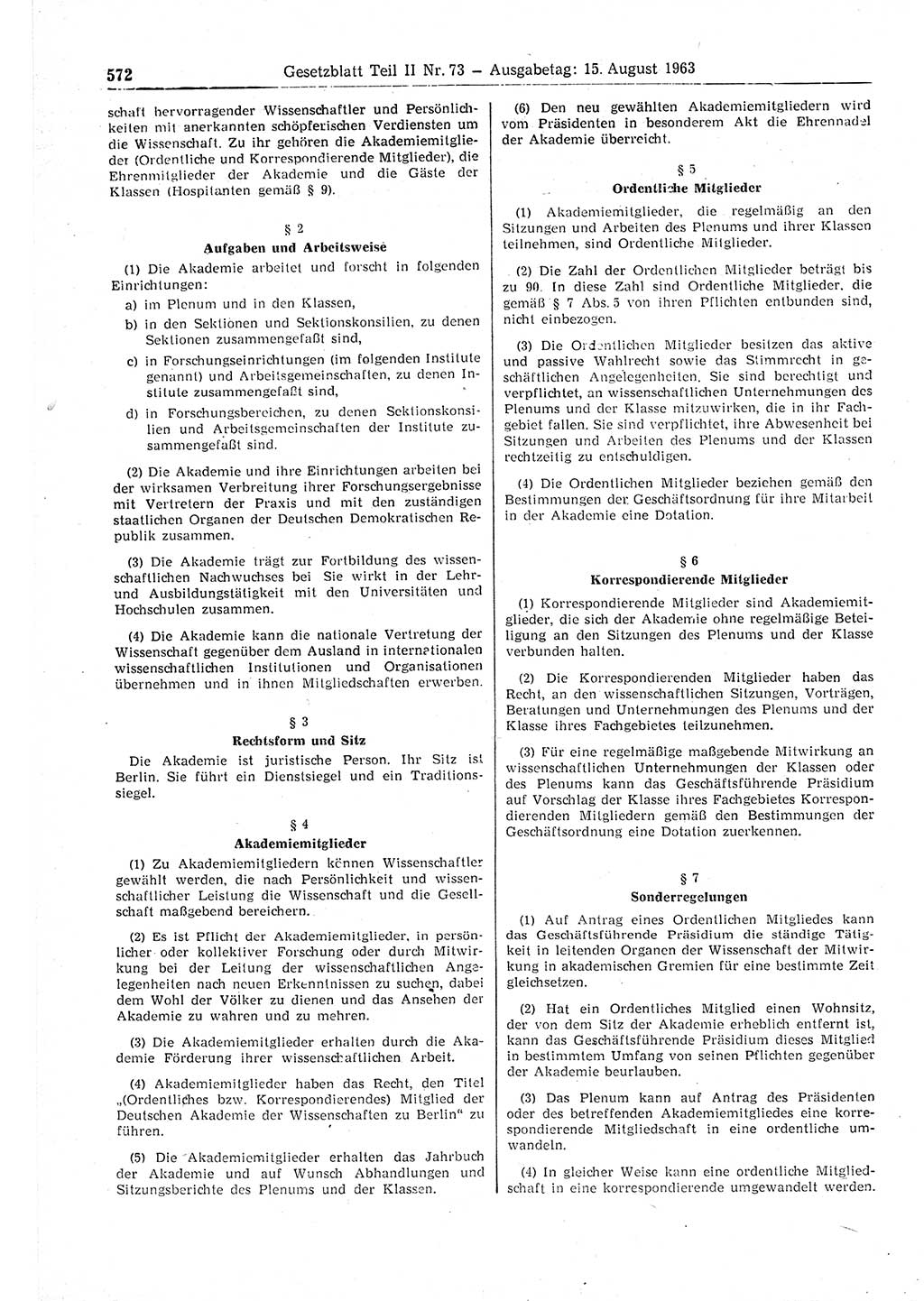 Gesetzblatt (GBl.) der Deutschen Demokratischen Republik (DDR) Teil ⅠⅠ 1963, Seite 572 (GBl. DDR ⅠⅠ 1963, S. 572)
