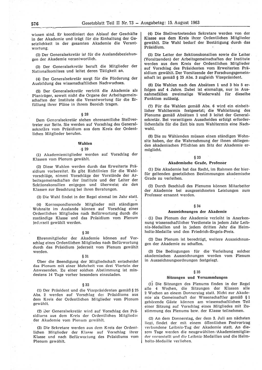 Gesetzblatt (GBl.) der Deutschen Demokratischen Republik (DDR) Teil ⅠⅠ 1963, Seite 576 (GBl. DDR ⅠⅠ 1963, S. 576)
