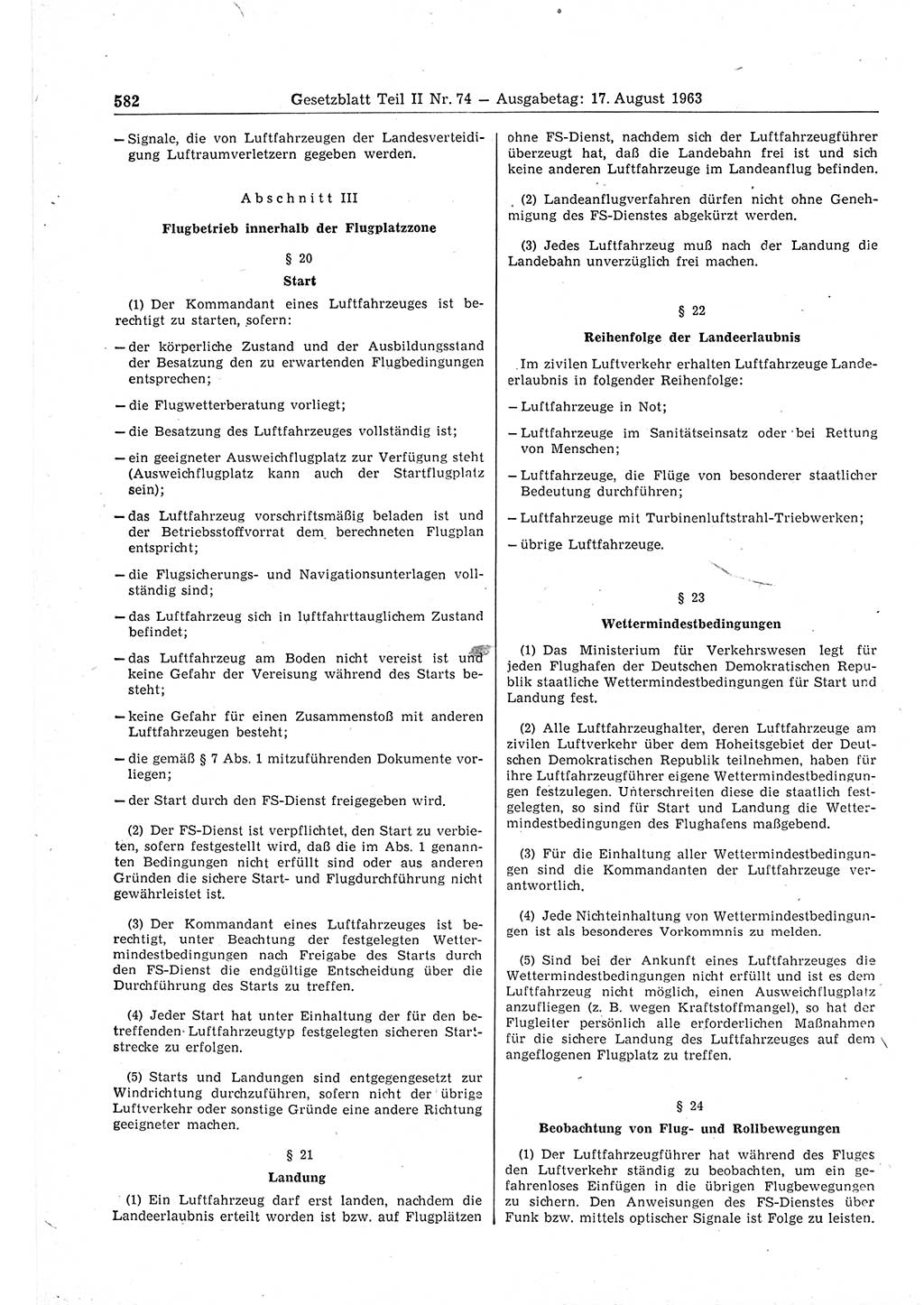 Gesetzblatt (GBl.) der Deutschen Demokratischen Republik (DDR) Teil ⅠⅠ 1963, Seite 582 (GBl. DDR ⅠⅠ 1963, S. 582)
