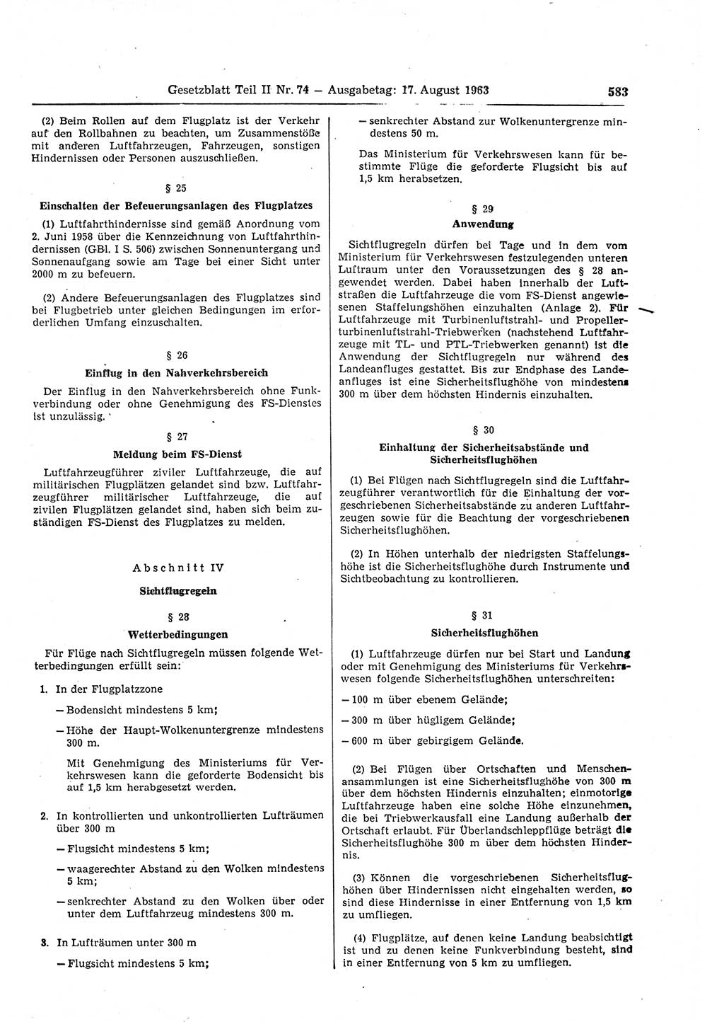 Gesetzblatt (GBl.) der Deutschen Demokratischen Republik (DDR) Teil ⅠⅠ 1963, Seite 583 (GBl. DDR ⅠⅠ 1963, S. 583)