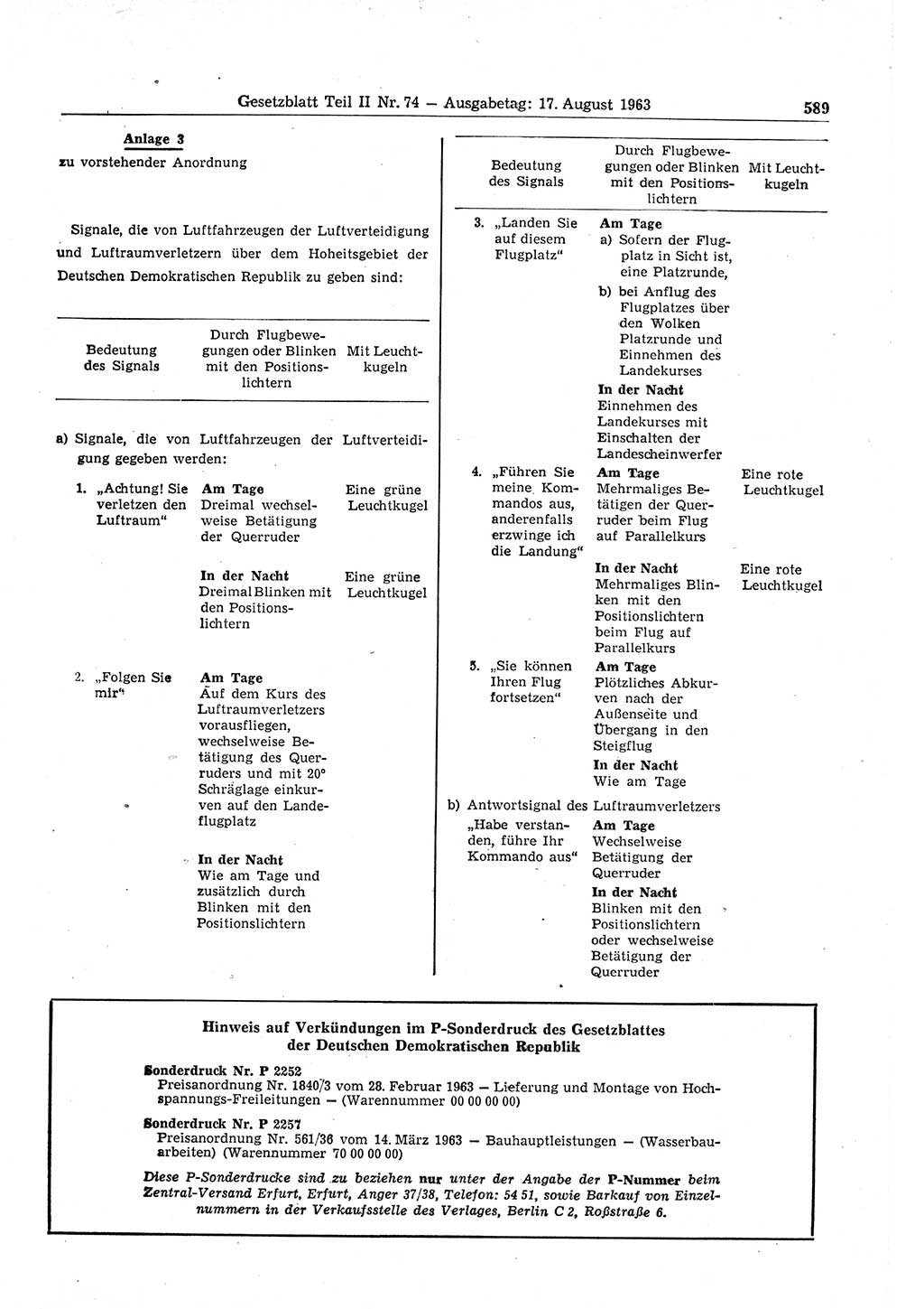 Gesetzblatt (GBl.) der Deutschen Demokratischen Republik (DDR) Teil ⅠⅠ 1963, Seite 589 (GBl. DDR ⅠⅠ 1963, S. 589)