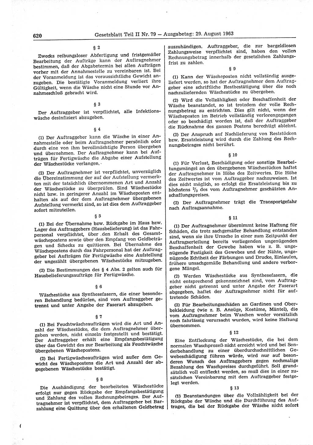 Gesetzblatt (GBl.) der Deutschen Demokratischen Republik (DDR) Teil ⅠⅠ 1963, Seite 620 (GBl. DDR ⅠⅠ 1963, S. 620)