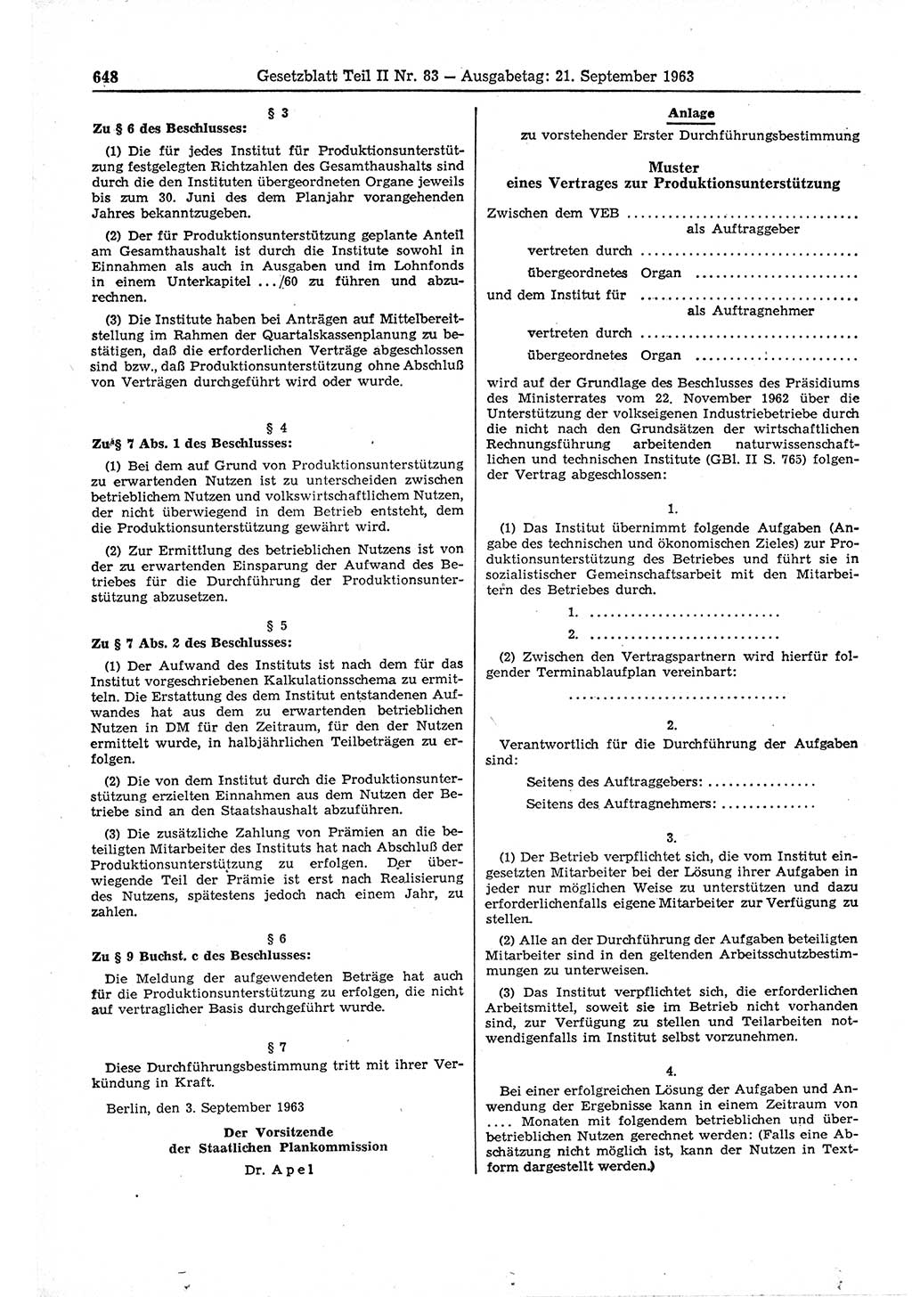 Gesetzblatt (GBl.) der Deutschen Demokratischen Republik (DDR) Teil ⅠⅠ 1963, Seite 648 (GBl. DDR ⅠⅠ 1963, S. 648)