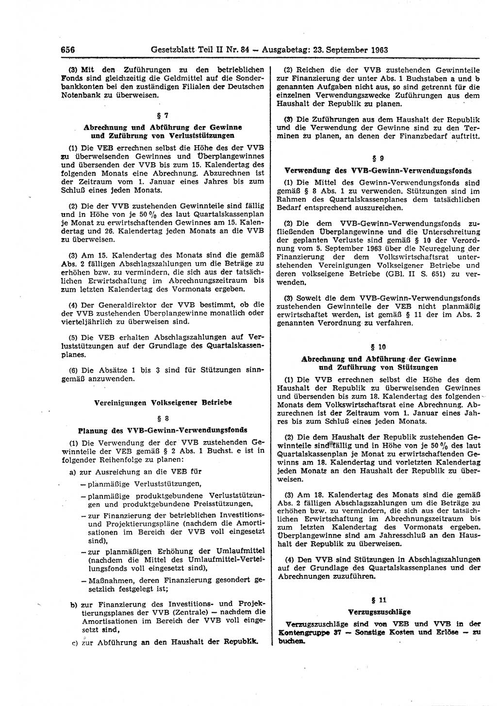 Gesetzblatt (GBl.) der Deutschen Demokratischen Republik (DDR) Teil ⅠⅠ 1963, Seite 656 (GBl. DDR ⅠⅠ 1963, S. 656)